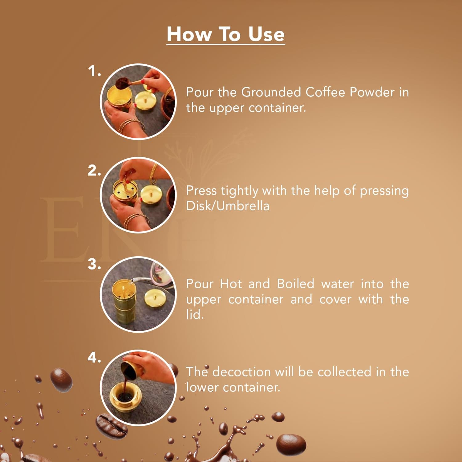 Ekhasa Suvrasa 100% Pure Brass Filter Coffee Maker for Home & Office | South Indian Coffee Maker | Drip Coffee Maker | Coffee Decoction Maker Filter Coffee Machine Brewer | Ideal for 2-3 people