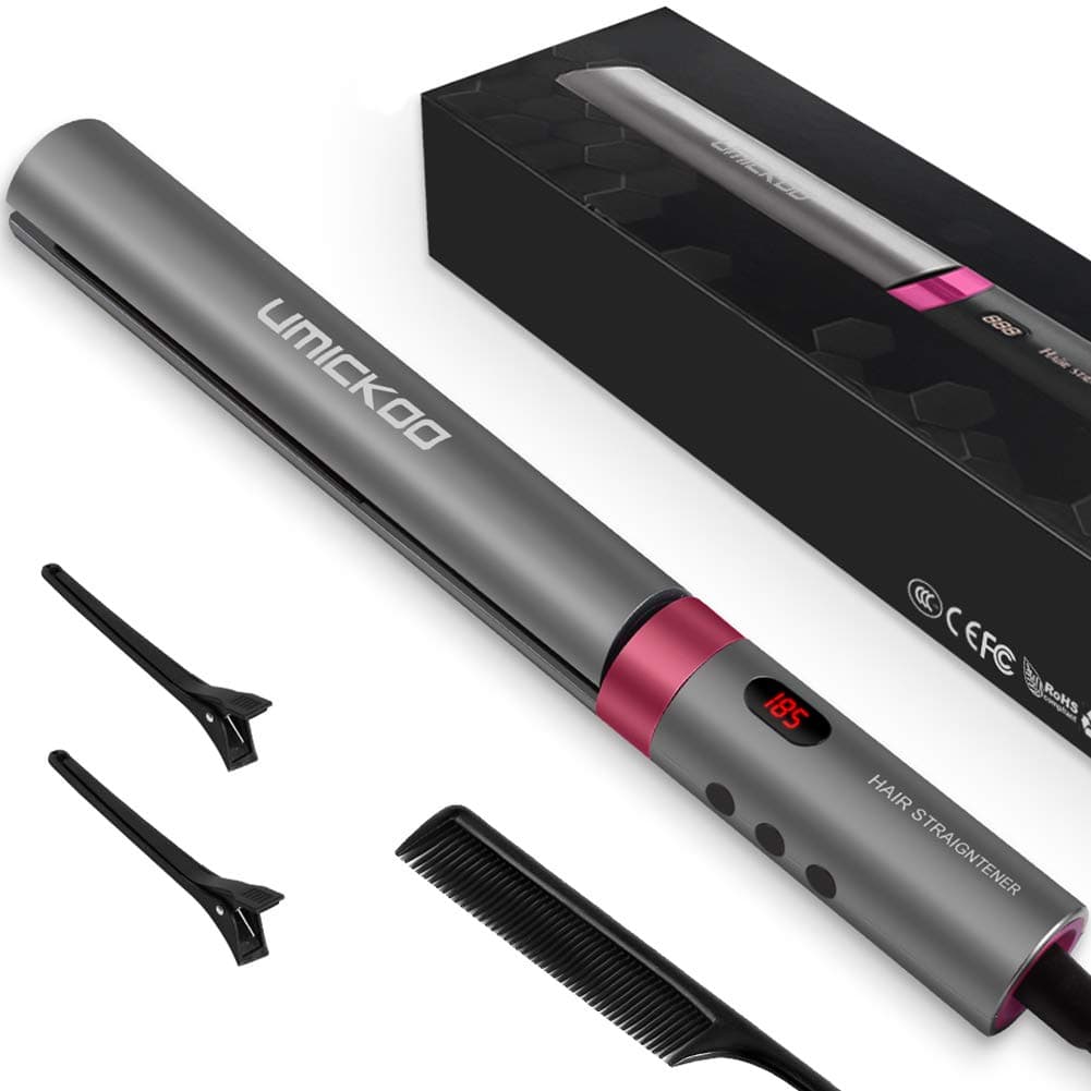 Hair Straightener | UMICKOO Flat Iron For Hair Styling | Professional Straightens & Curls with Adjustable Temp and 3D Floating Ceramic Tourmaline Plates (Gray)
