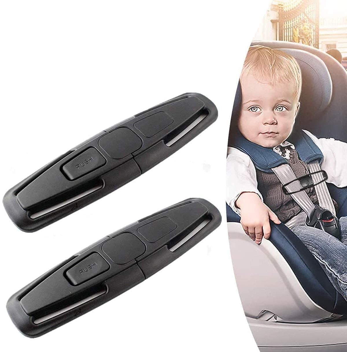 2 PCS Car Seat Chest Harness Clip and Car Seat Safety Belt Clip Buckle Universal Replacement for Baby and Kids Trend, Adjustable Guard