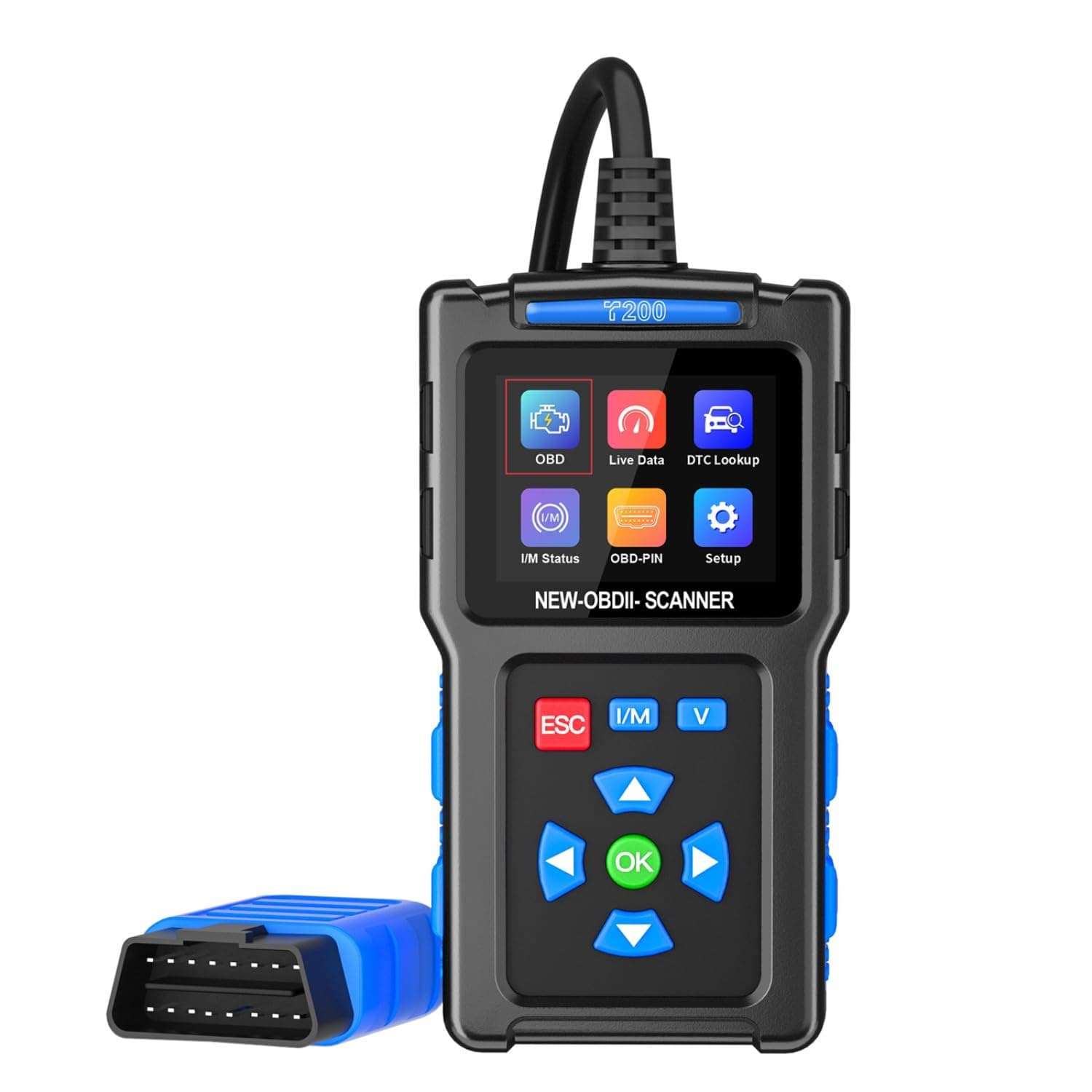 OBD2 Scanner Car Diagnostic Tool, Code Reader for All OBD II Cars & Trucks, Automotive Scanner, Check Engine Light, Scan Tool elm327reader (T200,BlackBlue)