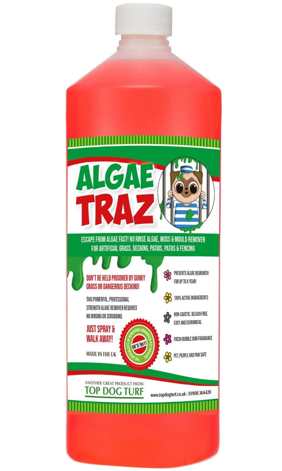Algae Traz Moss and Mould Cleaner – 1ltr Concentrate Spray for Artificial Grass and Astro Turf also suitable for your Garden Patio Fence Slabs Decking Paving Brick Work Conservatory Roof and Driveway
