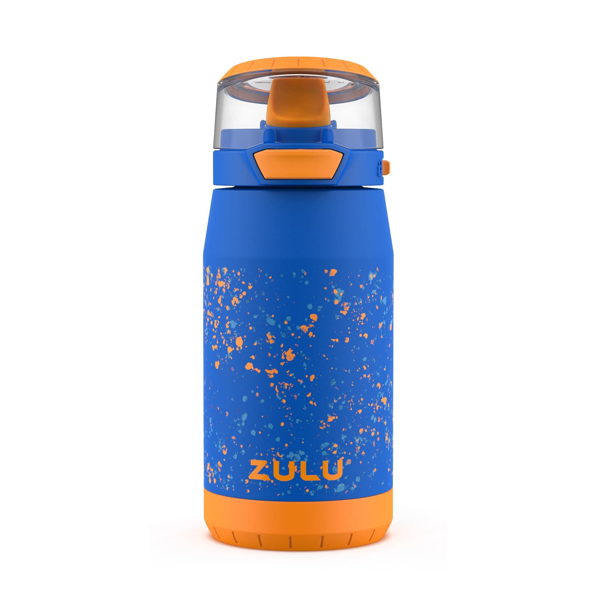 ZULU Kids Flex 12oz Stainless Steel Insulated Water Bottle, Toddler Cup with Silicone Spout, Leak-Proof Locking Flip Lid and Carry Loop for School Backpack, Lunchbox, and Outdoor Sports, Blue