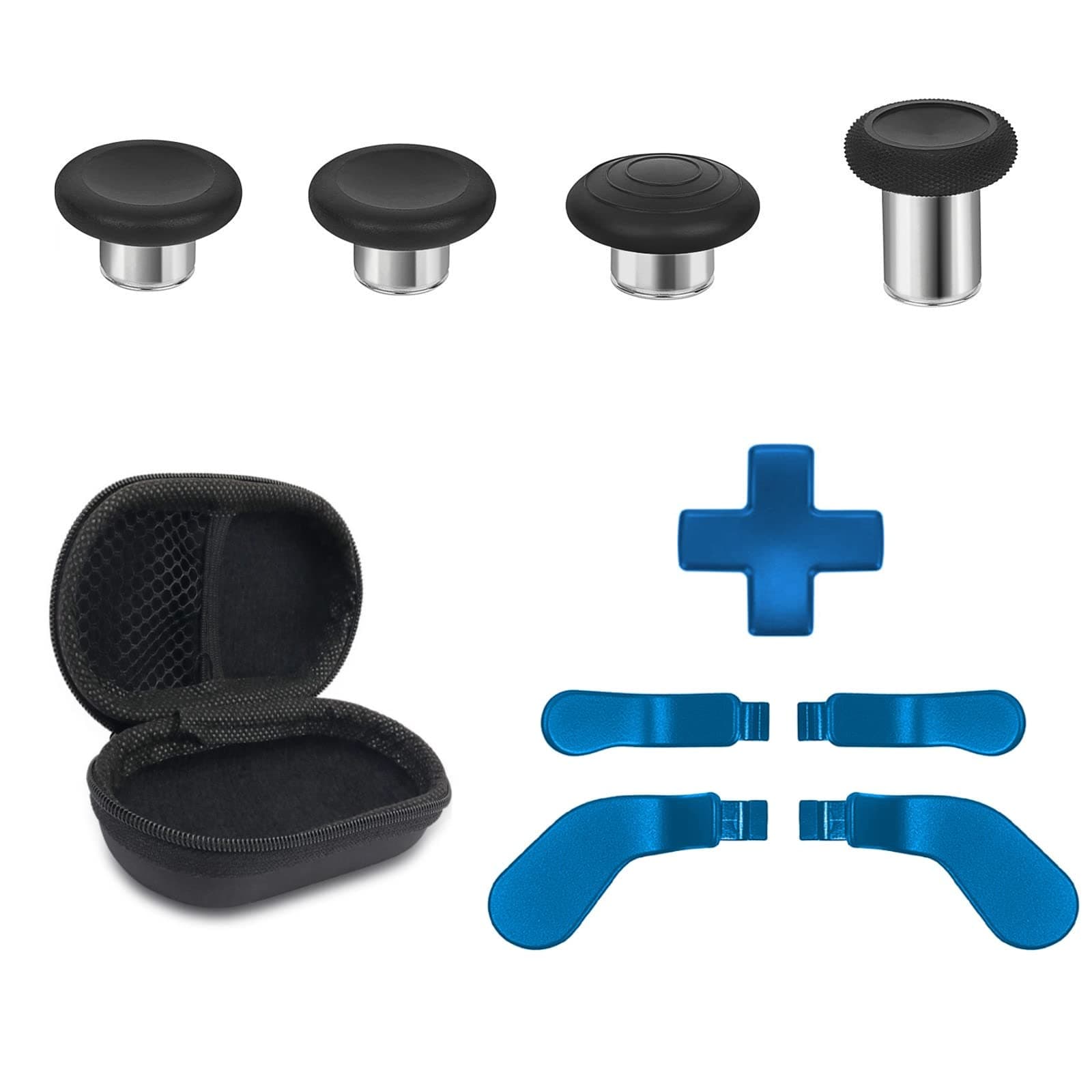 Metal Replacement Thumbsticks for Xbox Elite Controller Series 2 Core,Component Pack Includes 4 Swap Magnetic Joysticks,4 Paddles,1 Standard D-Pads, Accessories Parts for Xbox One Elite 2(Blue)