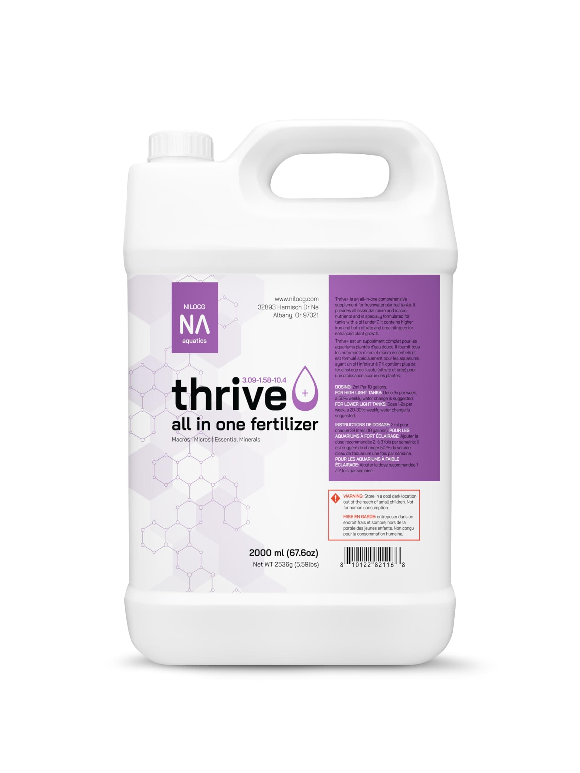 Thrive+ All in One Liquid Aquarium Plant Fertilizer – Highly Concentrated Aquatic Plant Fertilizer Solution – Nutrient-Rich Aquarium Plant Food – Convenient Usage – Effective Results (2000ml)