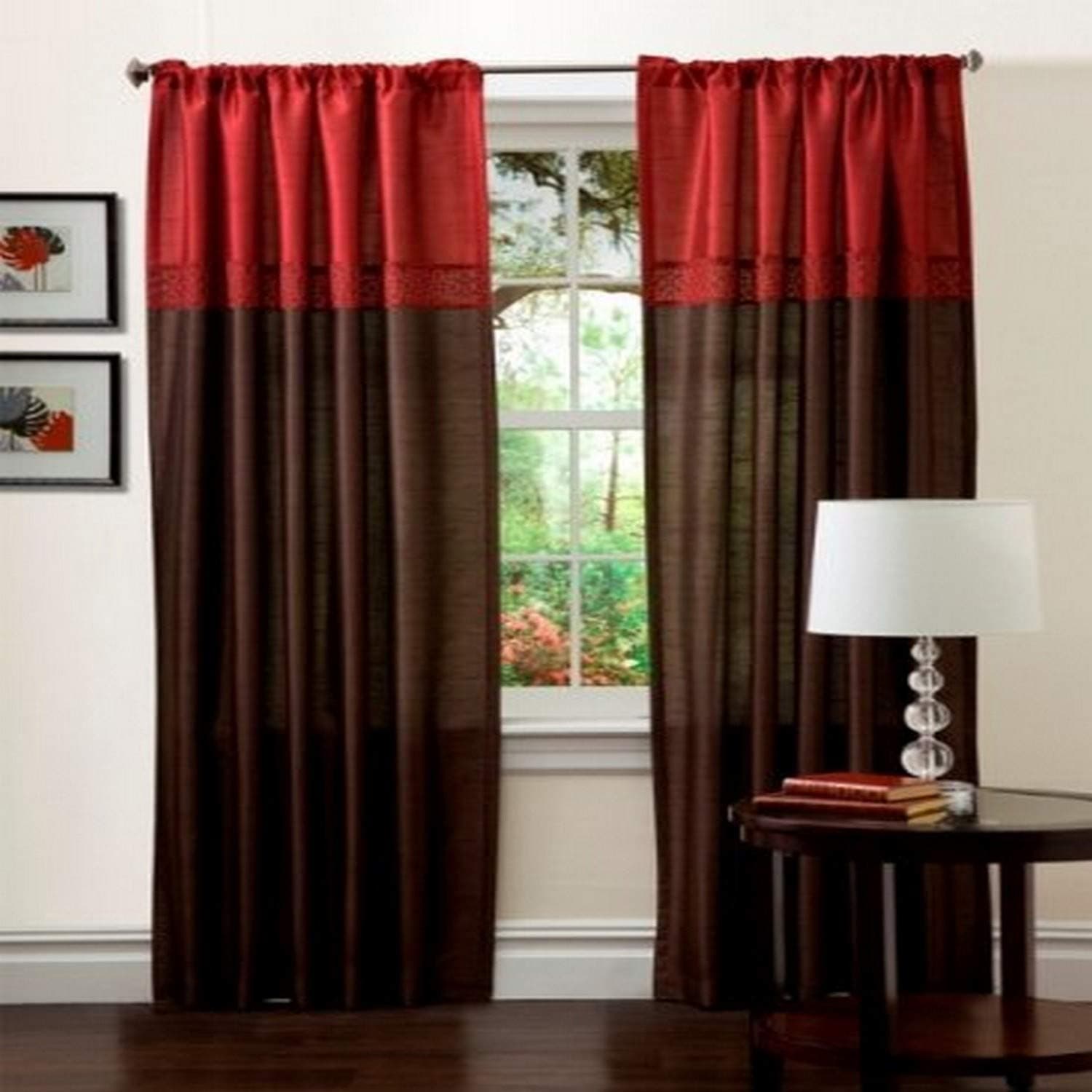 Lush Decor Geometrica Drapery, Merlot/Chocolate, 54 x 84, Panels, Pair - DISCONTINUED