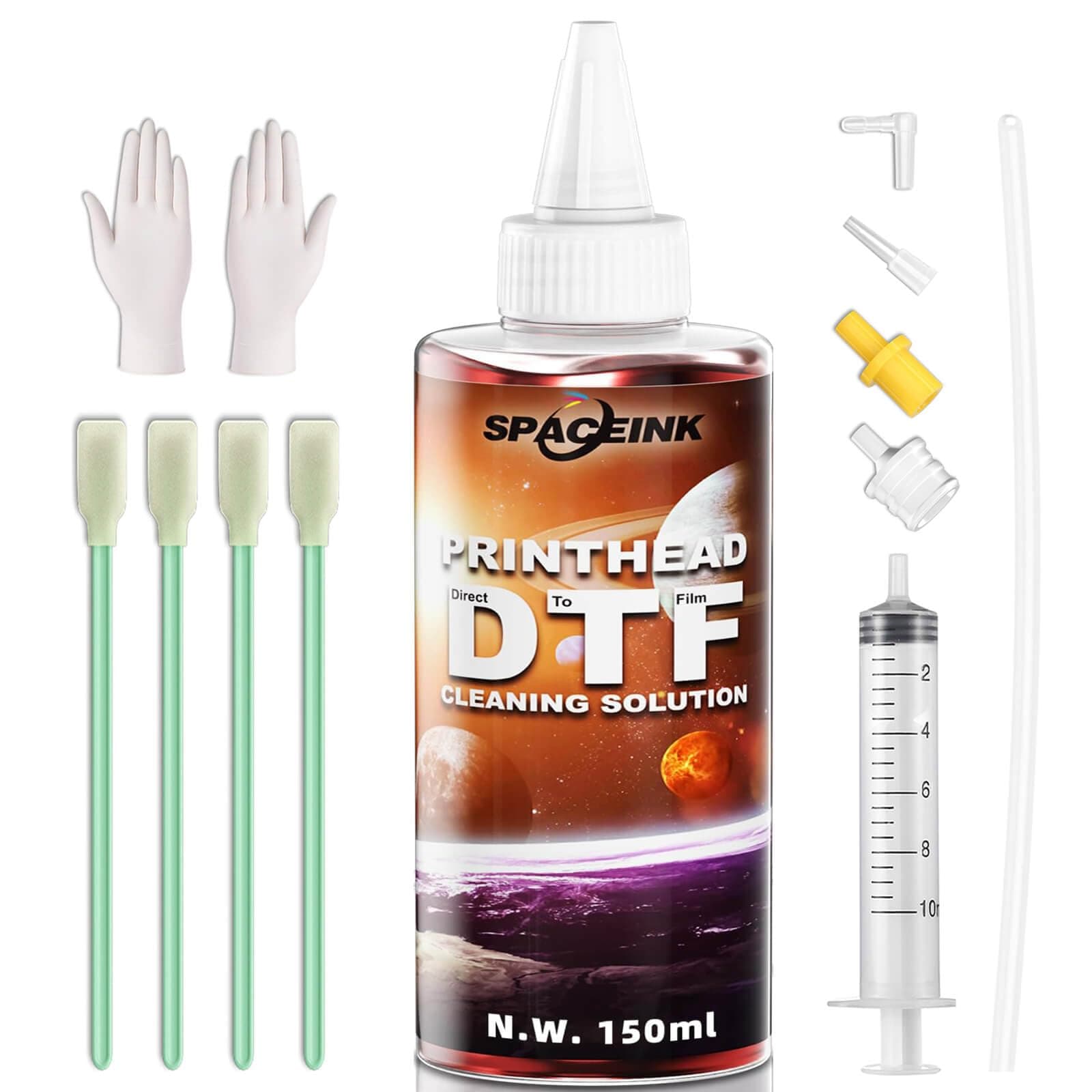 Spaceink DTF Cleaning Solution150mL for Epson L805 XP15000 L1800 8550 R1390 XP600 Ink Printer，Compatible DTG Printer Print Head T Shirt Transfer Paper Liquid Cleaner，Upgraded Solution