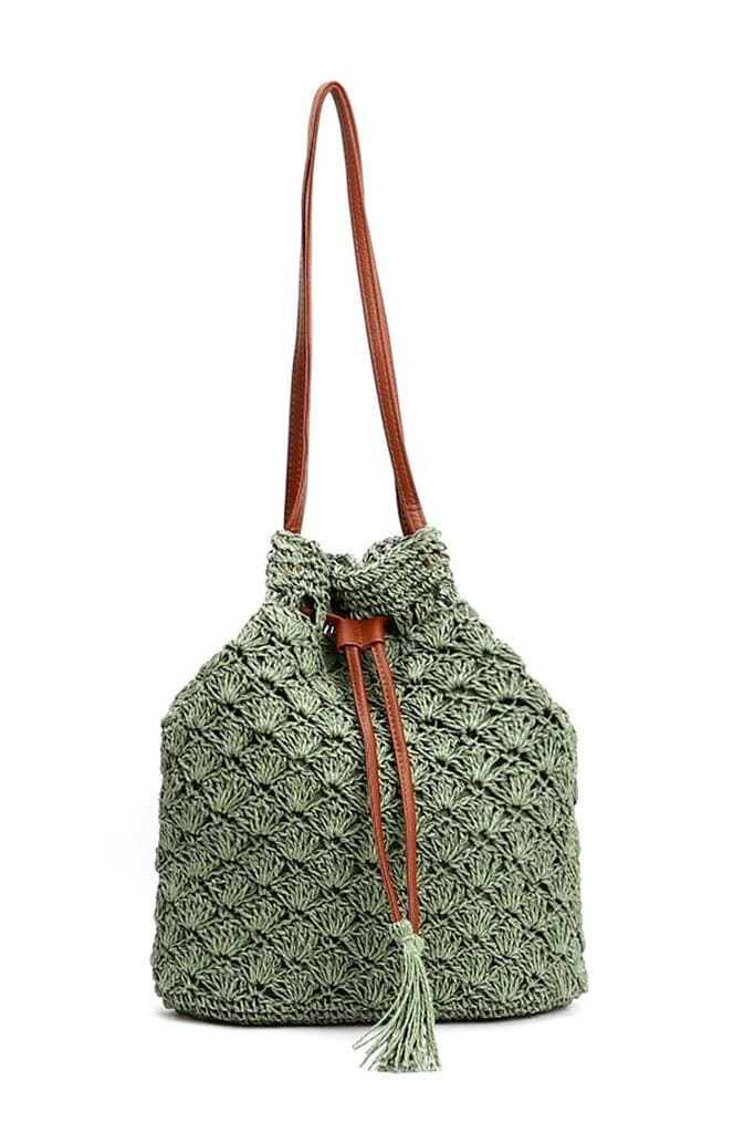 Palladium Eugene-beach Summer Shoulder Tote Weaving Mesh Drawstring Bags by Paper Yarn