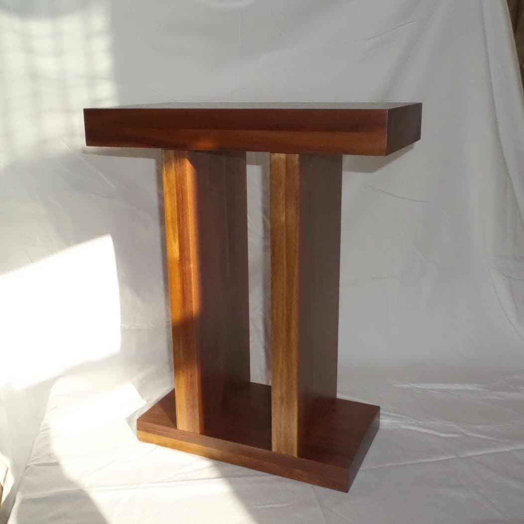 Double Leg Walnut End Table