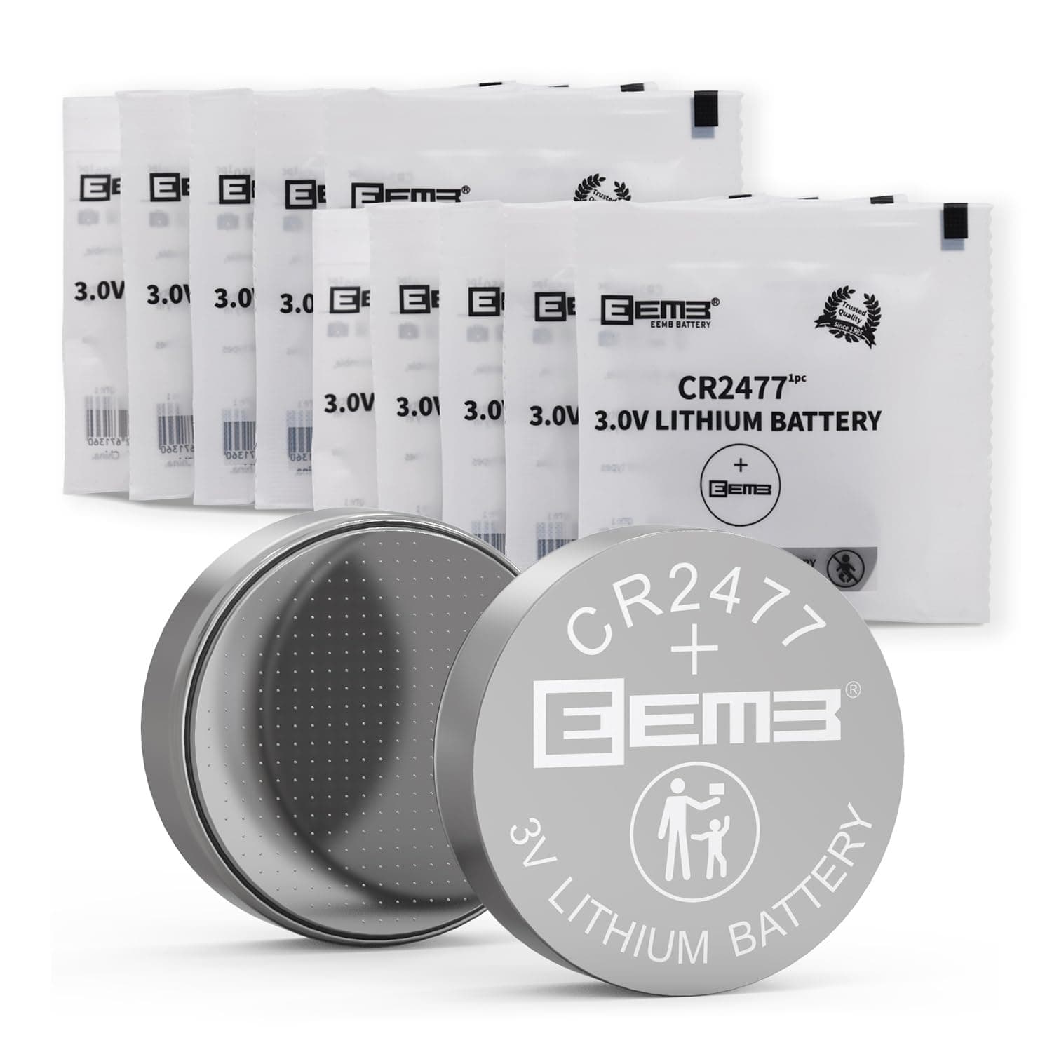 EEMB 10PCS CR2477 Li-MnO2 Non-Rechargeable Lithium Battery 3V Button Coin Cell Battery Trusted Quality 1000mAh UL Certified Single Use Battery DO NOT CHARGE BATTERY