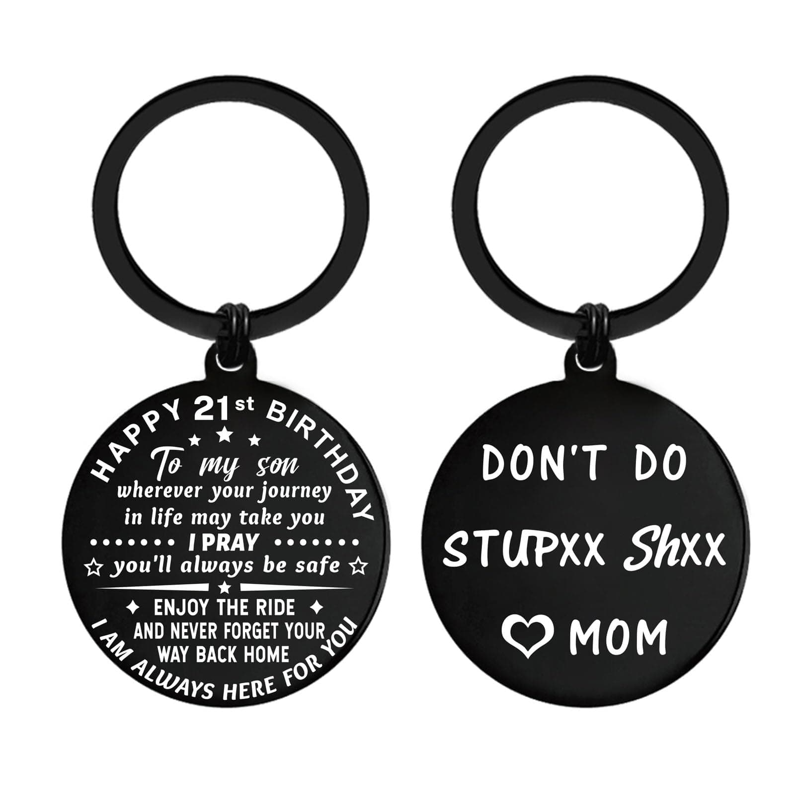 ENGZHI 21st Birthday Decorations for Him, 21 Year Old Boy Birthday Gift Ideas for Son Grandson Men, Metal Keychain