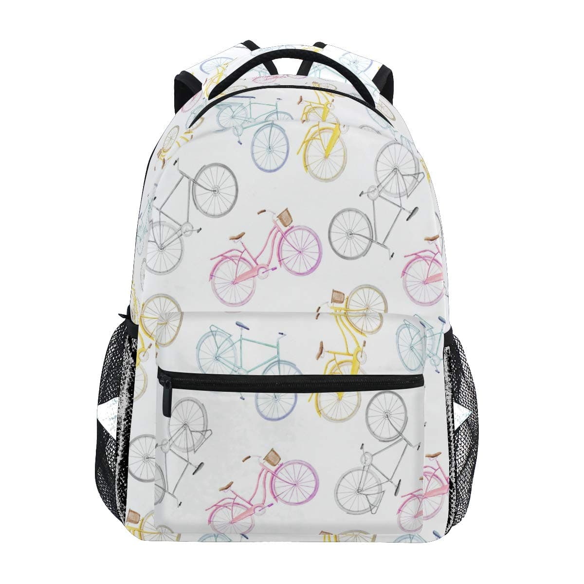 MOYYO Watercolor Bicycle Bike Print School Backpack College Bookbag Casual Lightweight Travel Camping Laptop Daypack for Teens Girl Women