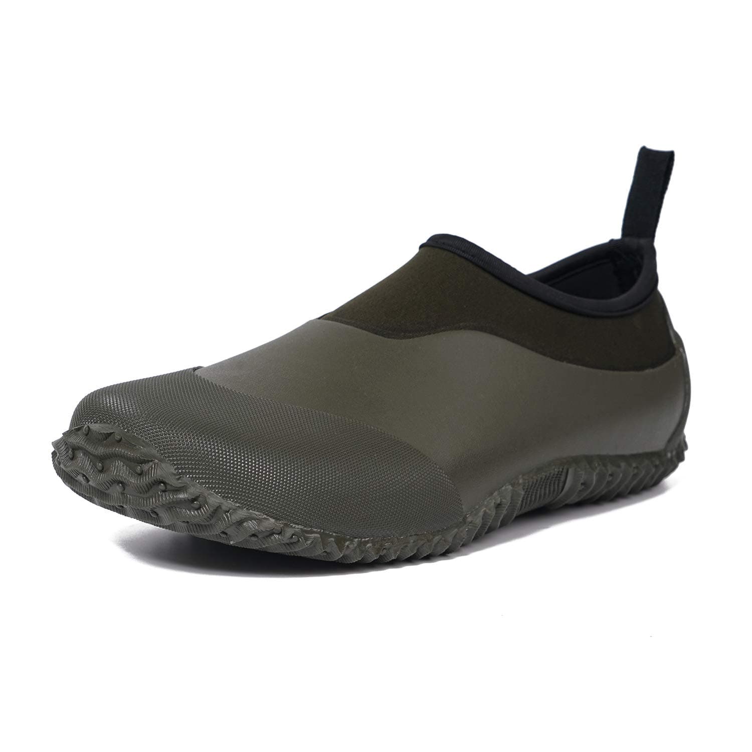 MOCOTONO Unisex Garden Shoes Rain Boots Waterproof Mud Rubber Slip-On Outdoor Footwear For Men and Women (Army Green, 12 Women/10.5 Men)