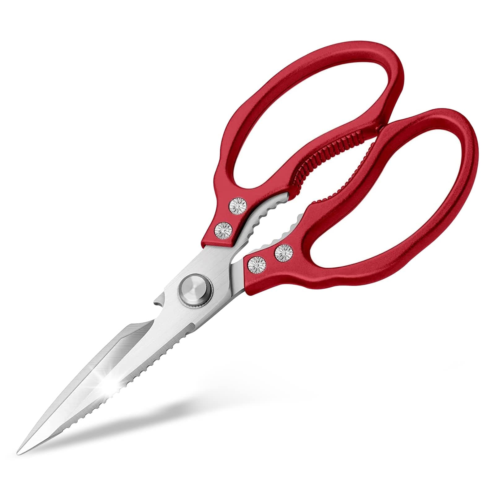 CGBE Kitchen Scissors Heavy Duty, Dishwasher Safe Kitchen Scissors, Multi-Purpose Kitchen Shears for Food, Non Slip Stainless Steel Sharp Cooking Scissors (Red)