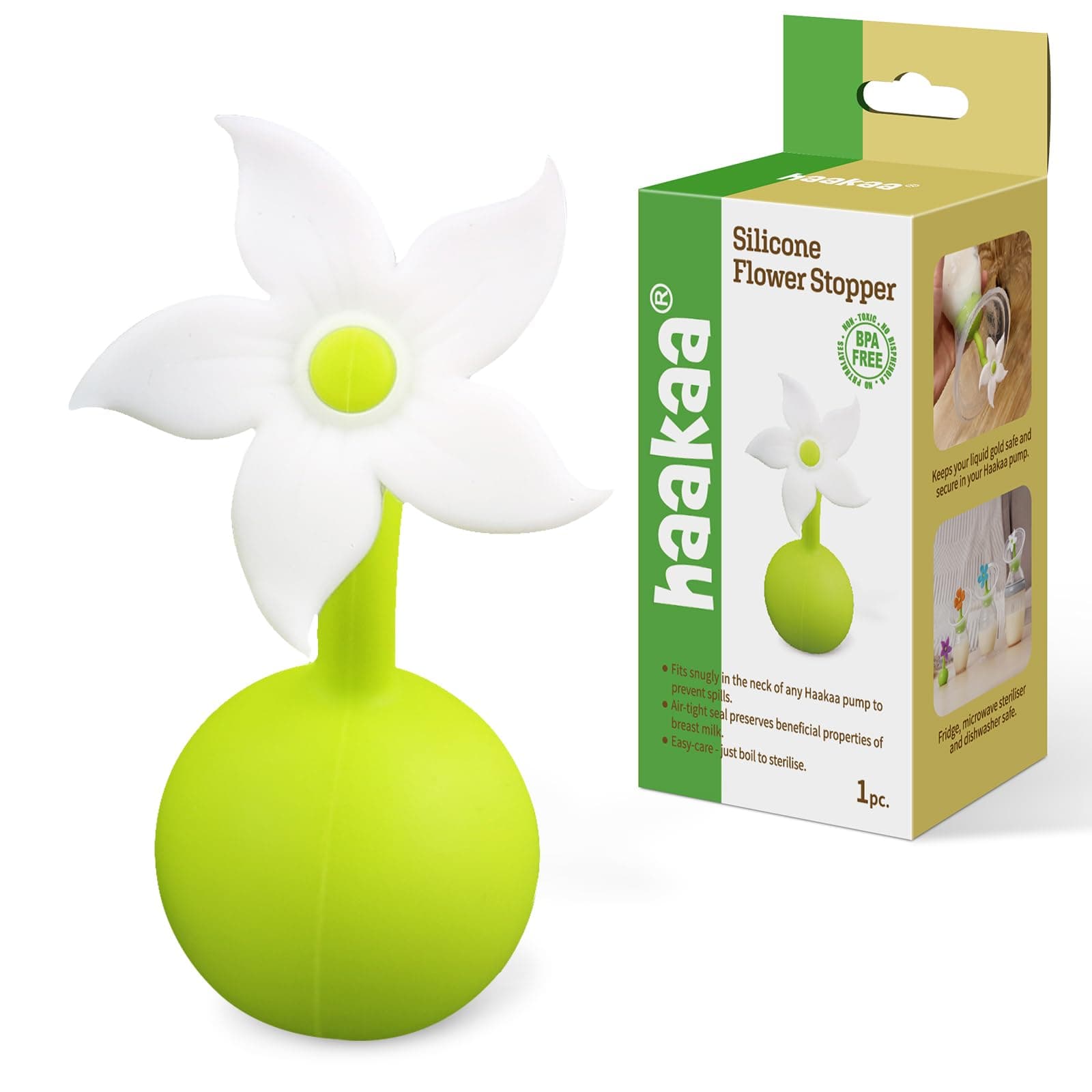 Flower Stopper Breastpump Stopper Manual Breast Pump Silicone Flower Stopper 100% Food Grade Silicone BPA PVC and Phthalate Free 1 pc, White