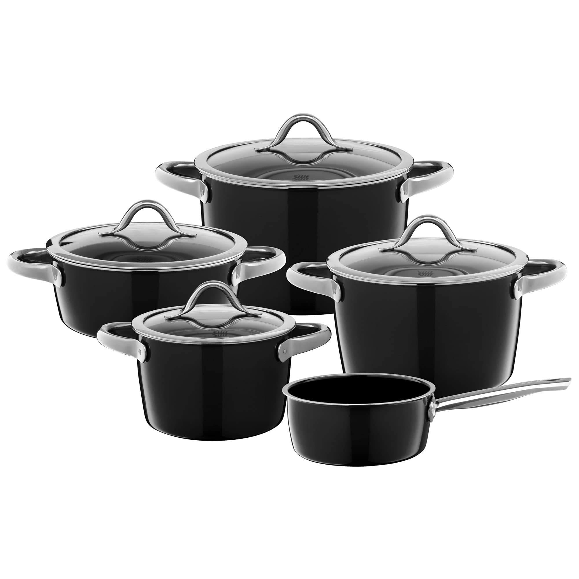 Vitaliano Nero Set of 5 Saucepans