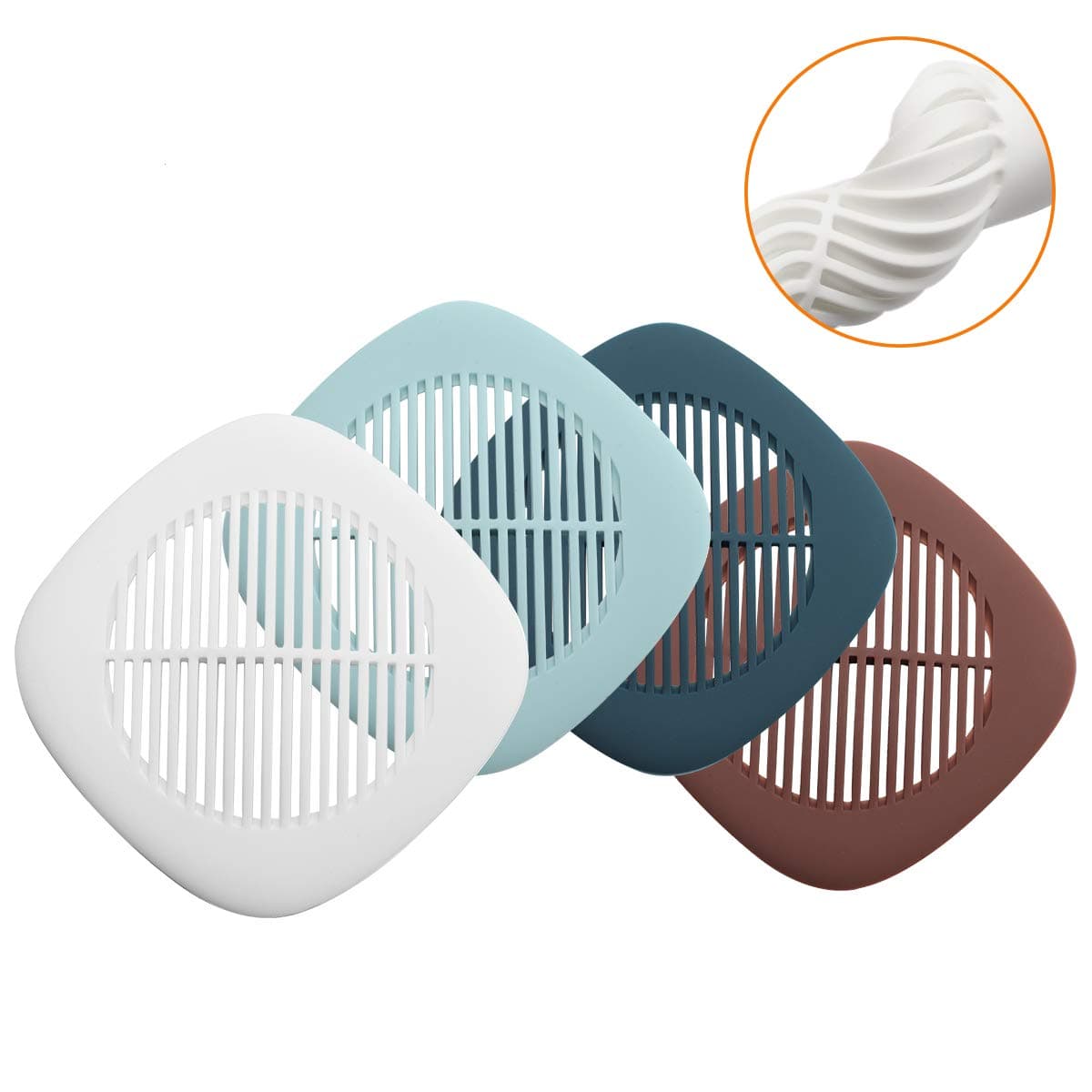 [ADVANCED VERSION]Hair Catch,KEEBO 4 pcs Advanced Drain Protector,Advanced silicone upgrade,Has very strong grip performance for shower room,Kitchen, bathroom, sink, balcony, garden drain etc