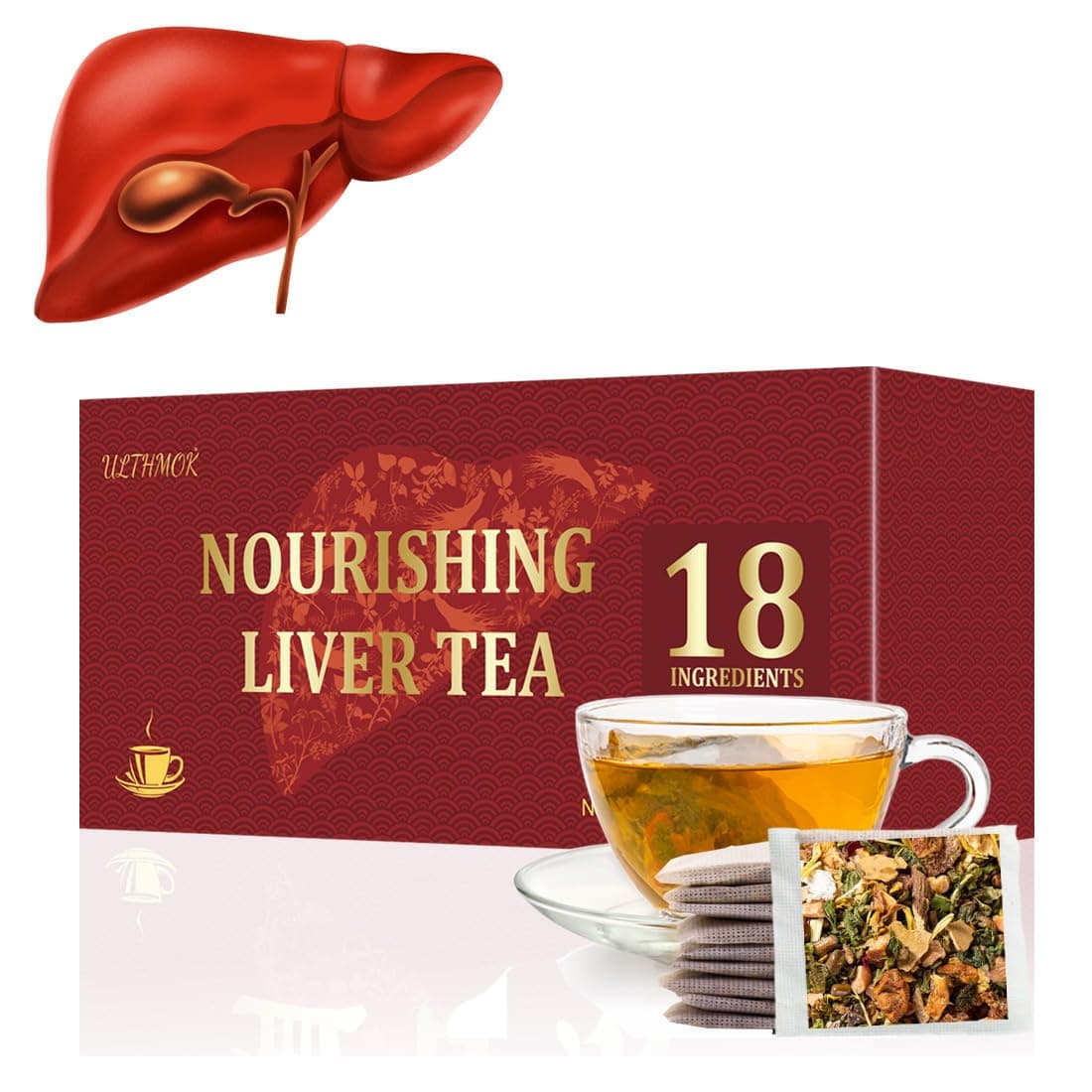 Premium Liver Detox Tea,30 Tea Bags /5.3 Oz, Nourishing Liver with 18 Natural Herb Ingredients, Traditional Chinese Liver Cleanse Tea, for Liver Detox & Liver Protection Hebal Chinese Tea 排毒茶.