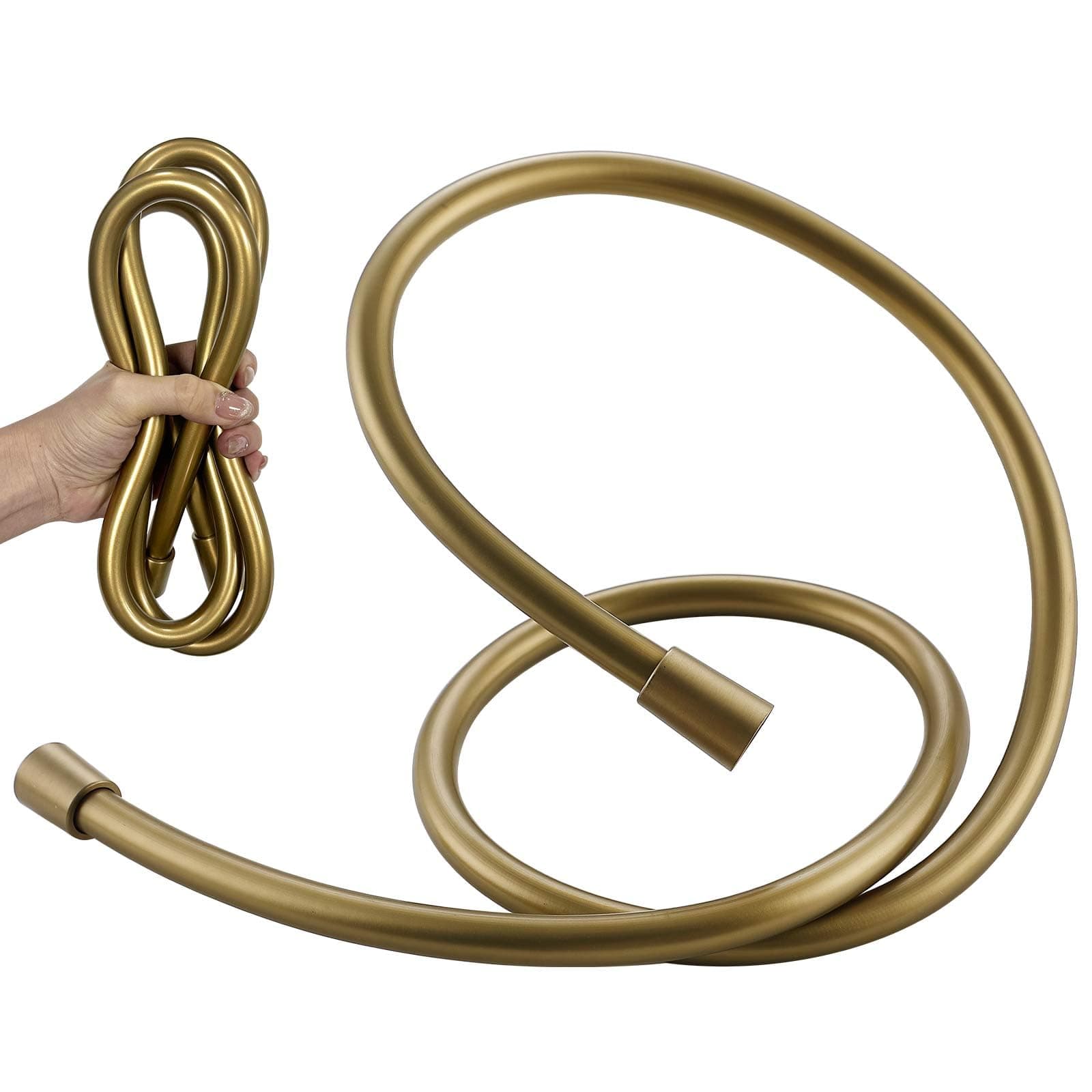 TRIPHIL Kink-free Silicone Extra Long Flexible Handheld Shower Head Hose Replacement, Premium Anti-Explosion RV Shower Hose with Brass Insert and Nut, Brushed Gold