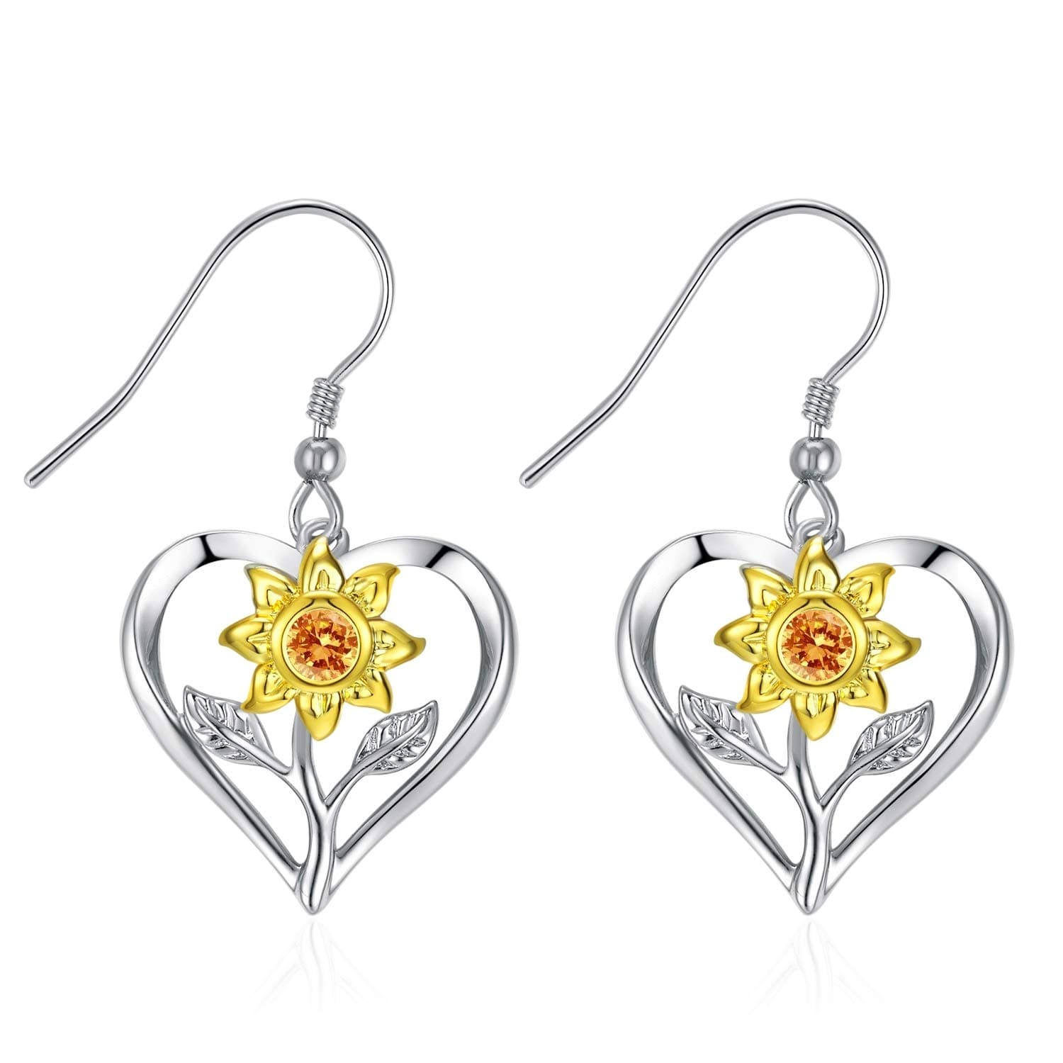 Valentine's Day Sunflower Earrings for Women Girls, Rose Earring Dangle, 925 Sterling Silver Dangle Drop Earrings, Unique Heart Earrings Gifts for Mom Wife Girlfriend on New Year, Valentine's Day