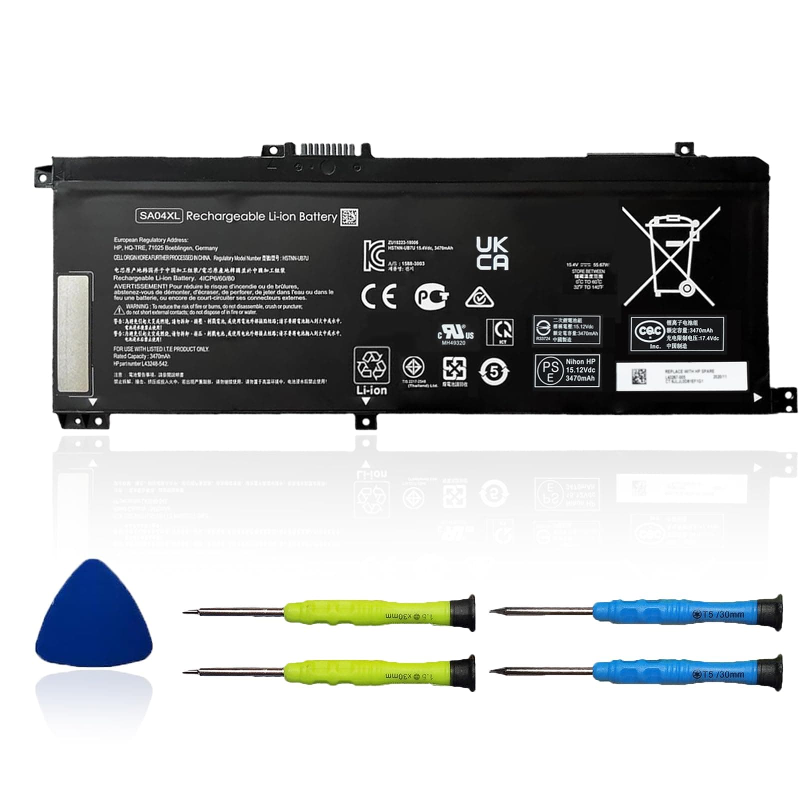 SA04XL Laptop Battery Compatible with HP Envy X360 15-DR 15-DR0010TX Series Notebook HSTNN-OB1F HSTNN-OB1G HSTNN-UB7U L43248-541 L43248-AC1 L43248-AC2 L43267-005 SAO4XL 15.12V 55.67Wh