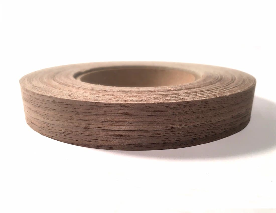 Walnut 2" X 50' Roll Preglued, Wood Veneer Edge Banding, Flexible Wood Tape, Easy Application Iron On with Hot Melt Adhesive. Smooth Sanded Finish Veneer Edging. Made in USA.