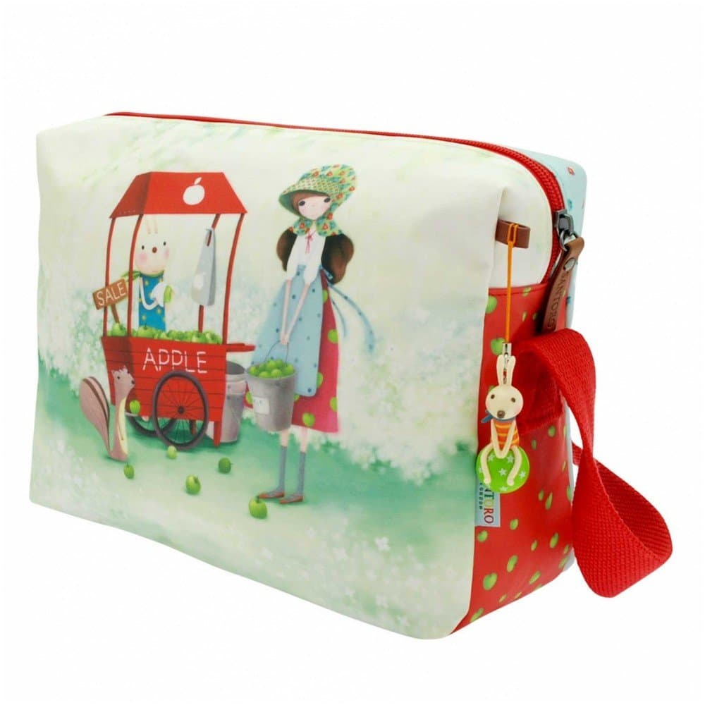 Kori KumiSantoro Kori Kumi Coated Shoulder Bag - An Apple a Day, Multicolour, 28cm wide, 22cm high and 10cm deep.