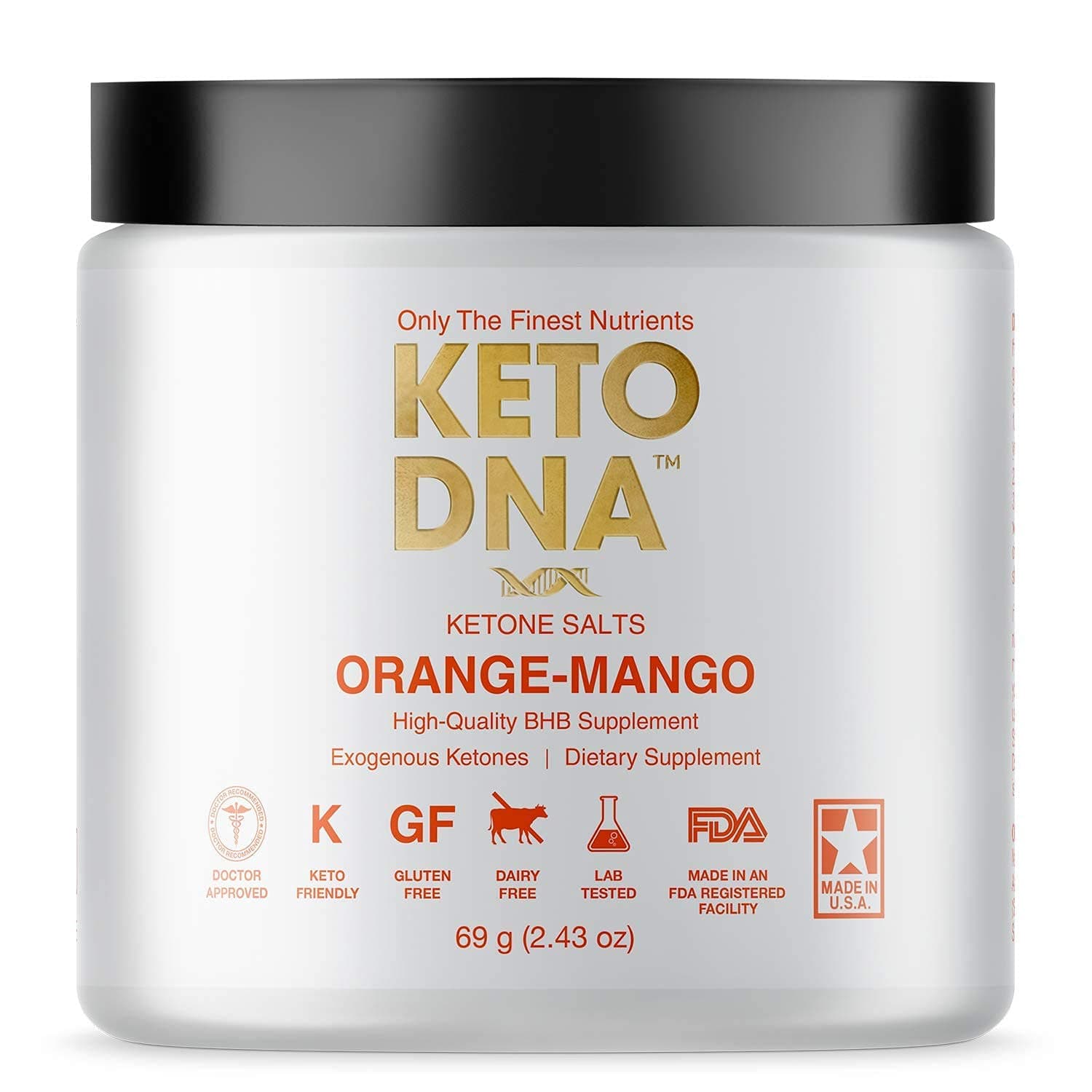 Keto DNA Orange Mango Exogenous Ketone Supplement | 5 Serving BHB Salts for Ketosis | Beta Hydroxybutyrate Ketones Powder | Perfect to Burn Fat and Increase Energy & Focus | 69g - Small
