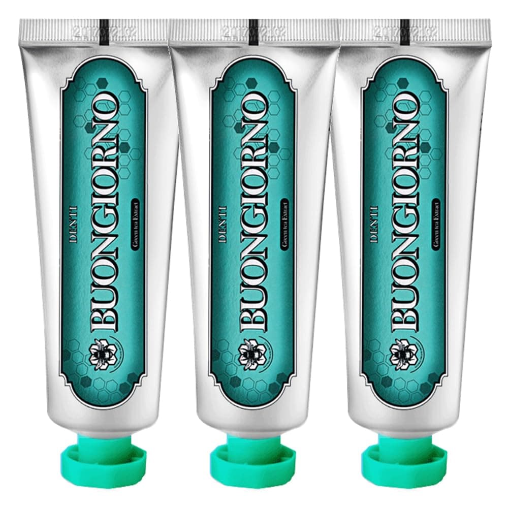 Denti Buongiorno Toothpaste 3 Pack of 3.52 oz. 100g, Halitosis Care Mint Toothpaste, Antiplaque, Anticavity,