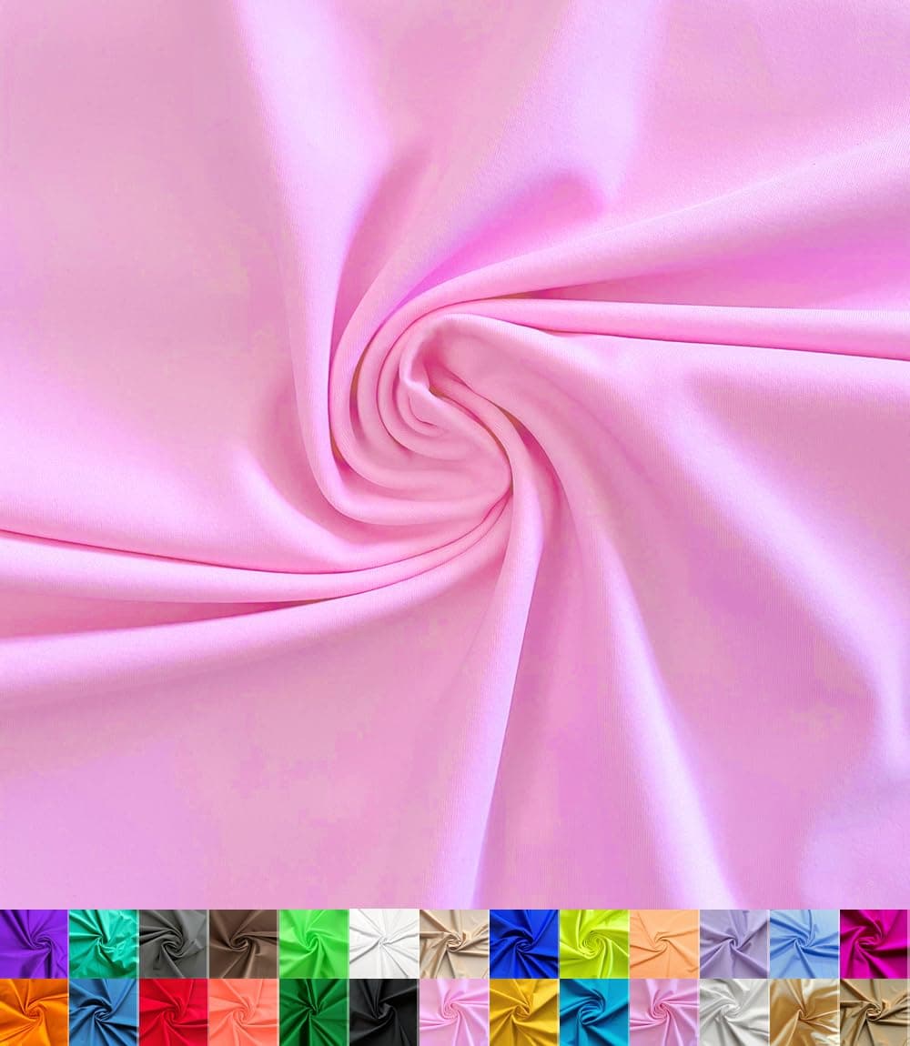 Nylon Spandex Fabric | 80% Nylon, 20% Spandex | Swimwear, Activewear Fabric | 4-Way Stretch | Sports, Dance, Yoga (Pink, 1 Yard)