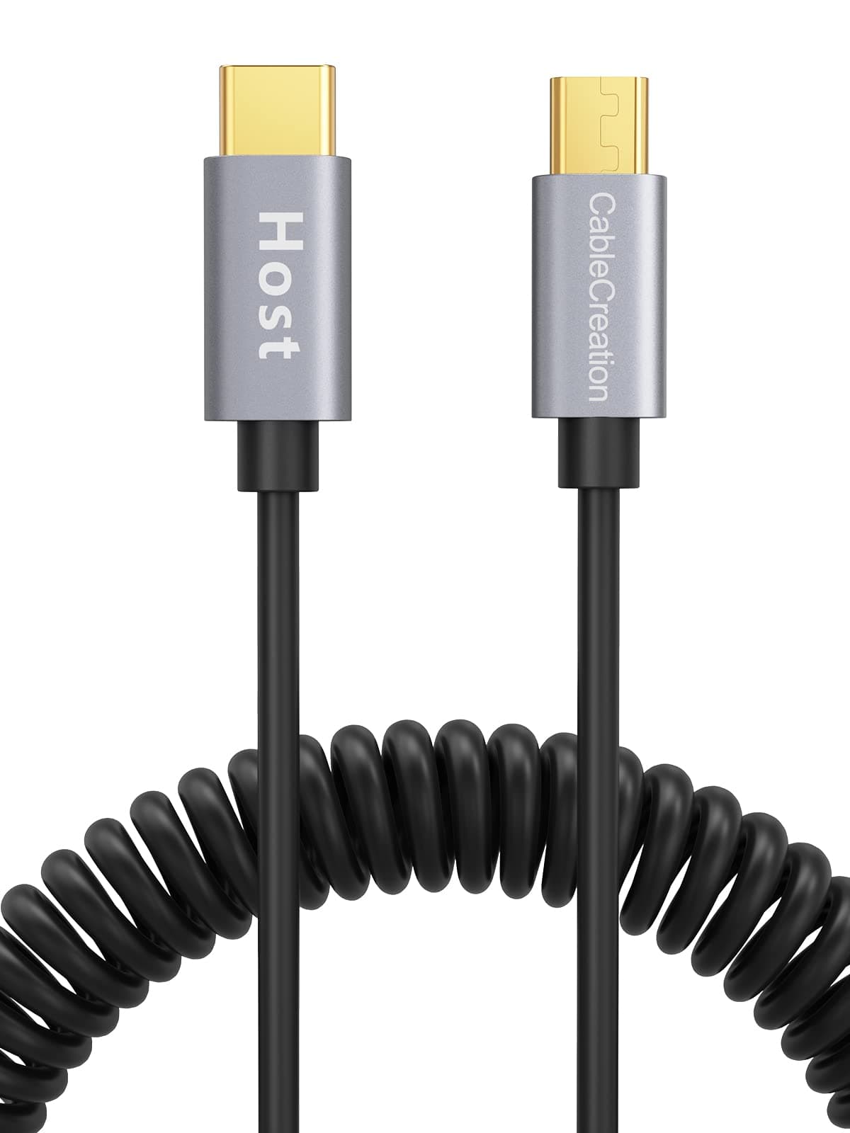 USB2.0 C to Micro B coiled cable