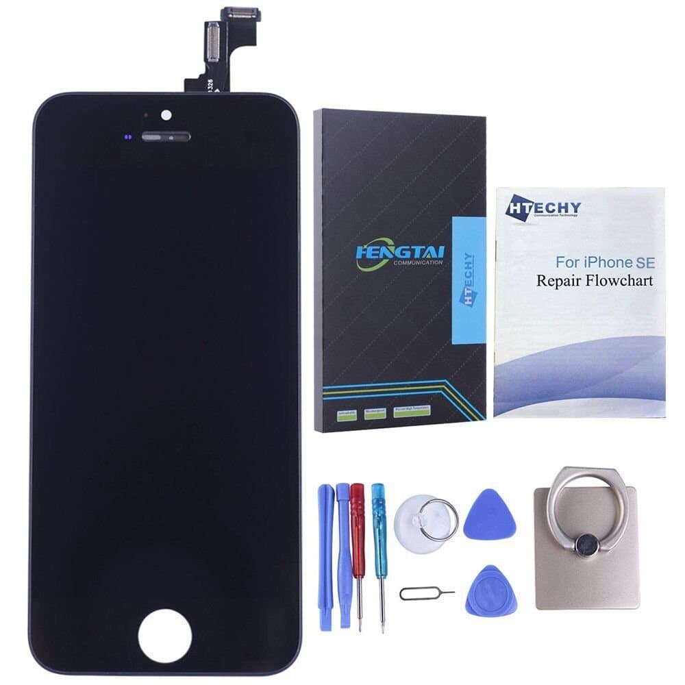 Htechy IPhone SE LCD Display Touchscreen Digitizer Panel Black Replacement Full Assembly Screen with Repair Kit