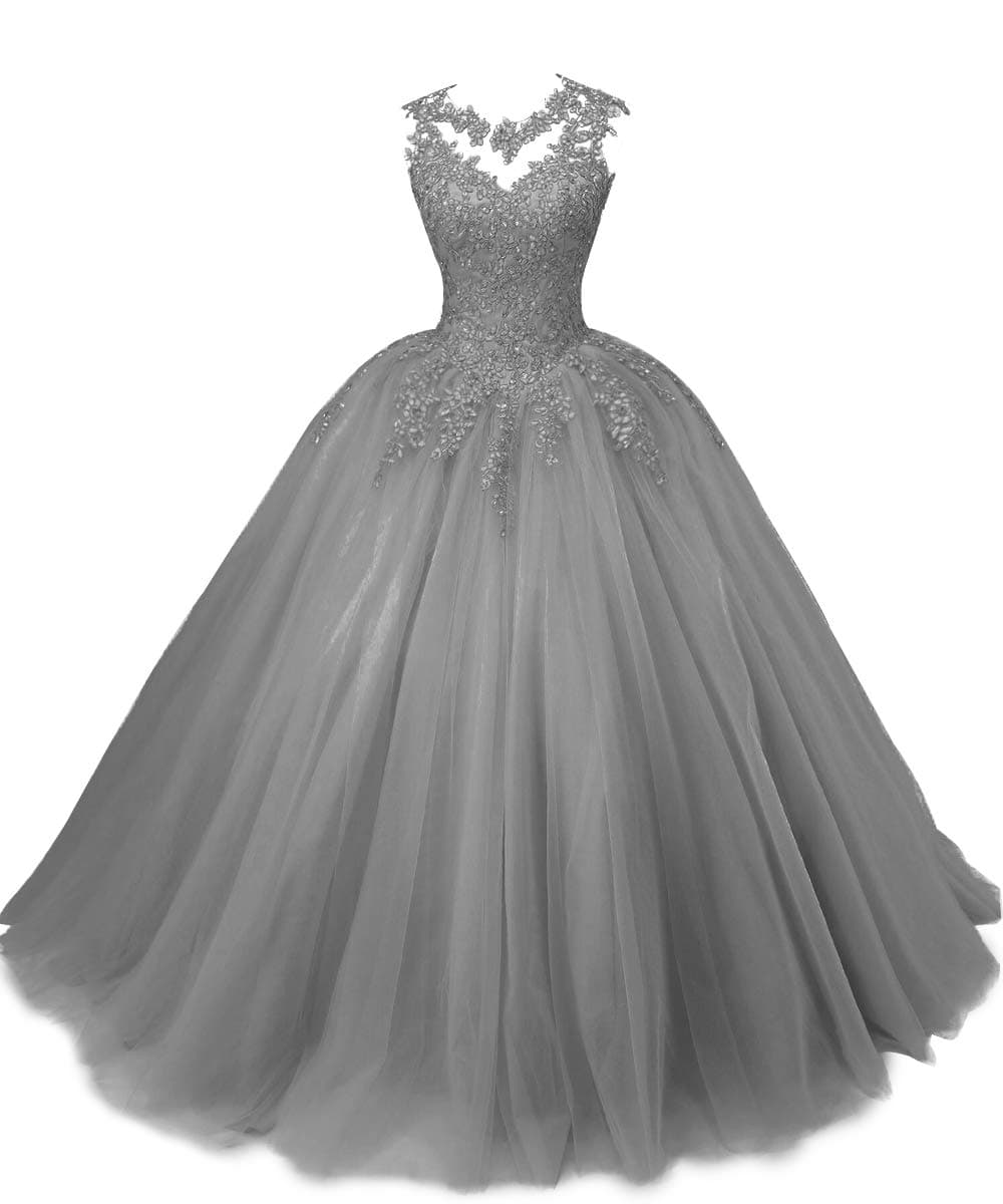 ASBridalBall Gown Quincera Dresses for Sweet 16 Women's Formal Dress Tulle Prom Party Gowns Lace
