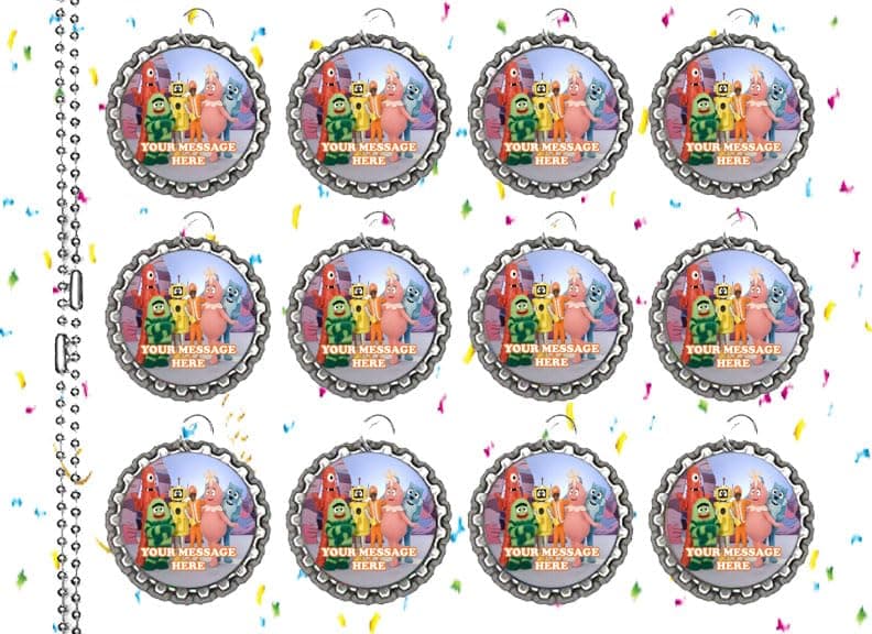 Yo Gabba Gabba Party Favors Supplies Decorations Silver Bottle Cap Pendant Necklaces 12 Pcs