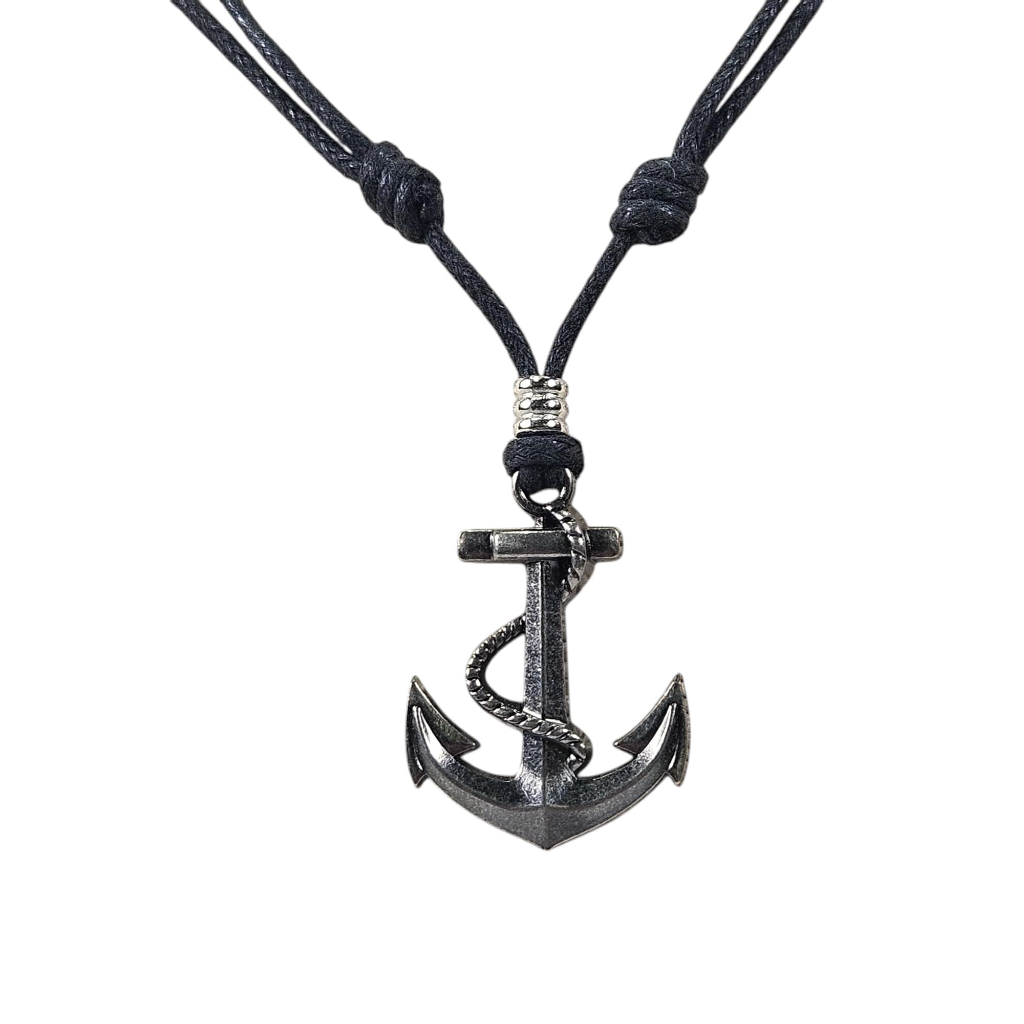 Anchor & Rope on Adjustable Cord Necklace