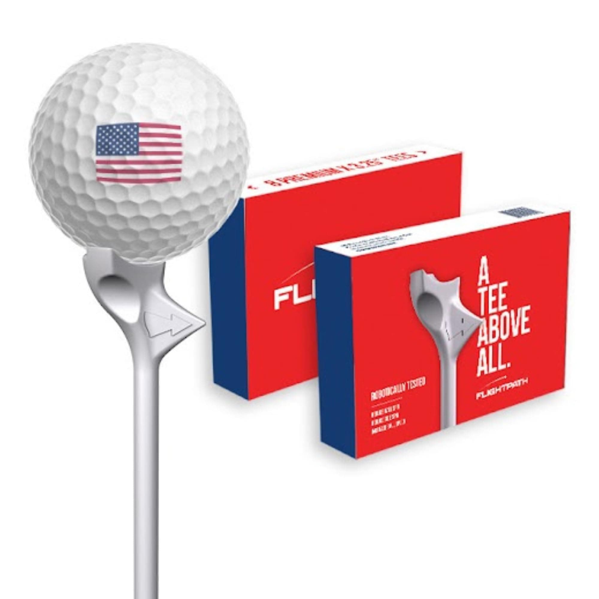 FLIGHTPATH Premium Golf Tees - Durable Plastic Golf Tees Designed to Enhance Golf Shot Distance & Precision - Robotically Tested to Reduce Ball Spin - USGA Approved Golf Equipment