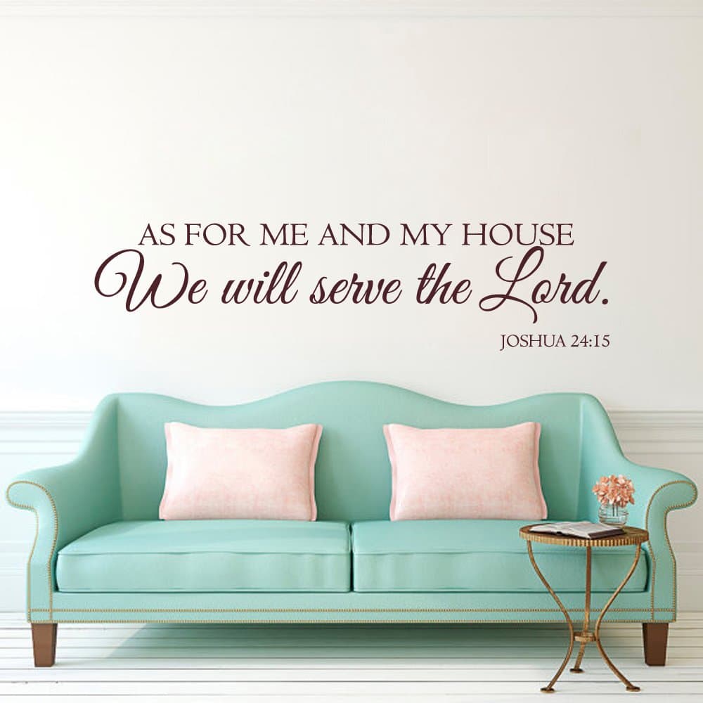 Vinyl Wall Decal - As For Me and My House Wall Decal - Christian Wall Decal - Wall Decals - Wall Decor - Joshua 24:15 - Wall Decal(dark gray, 14.5"h x58"w)