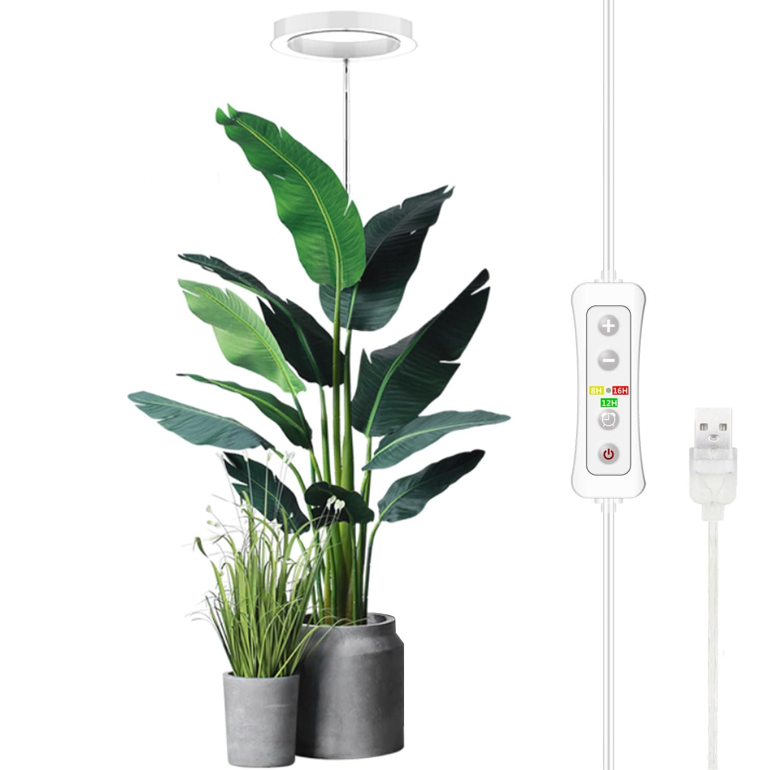 yadoker Plant Grow Light, LED Growing Light Full Spectrum for Indoor Plants,Height Adjustable, Automatic Timer, 5V Low Safe Voltage,Idea for Small Plant Light