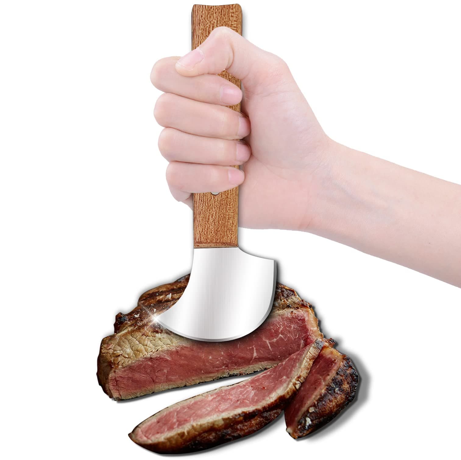 Rocker Knife, One Handed Adaptive Equipment, Ulu Knife, Curved for Cutting Food in Can & Bowl, Ideal for One-handed Use by Hand Tremors, Arthritis, Elderly, Pet Owner