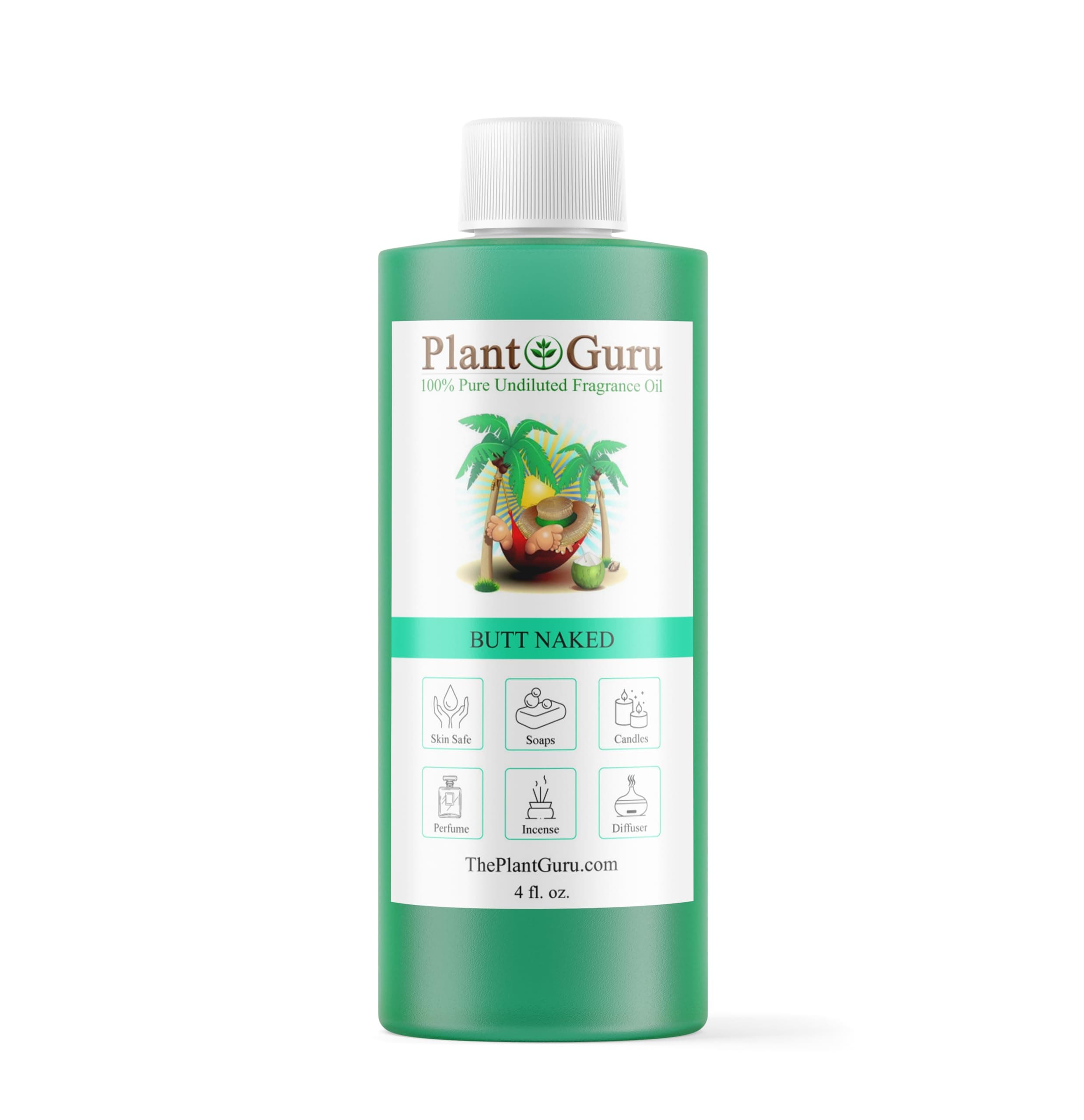 Butt Naked Fragrance Oil 4 fl. oz. Scented Oil for DIY Soap Making, Candles, Bath Bombs, Body Butters. Used in Aromatherapy Diffusers, Burners and Warmers. Great Addition to Lotions and Creams.