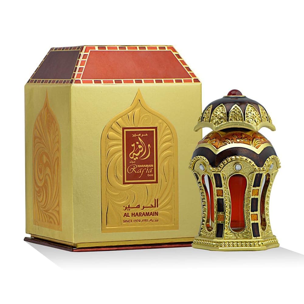 Rafia Gold Attar Oil | Non-Alcoholic Perfume Oil | Exotic Saffron & Floral Fragrance | Unisex Appeal | Arabian Aroma | Attar for Men & Women | For Daily Wear or Special Occasions | 20ml