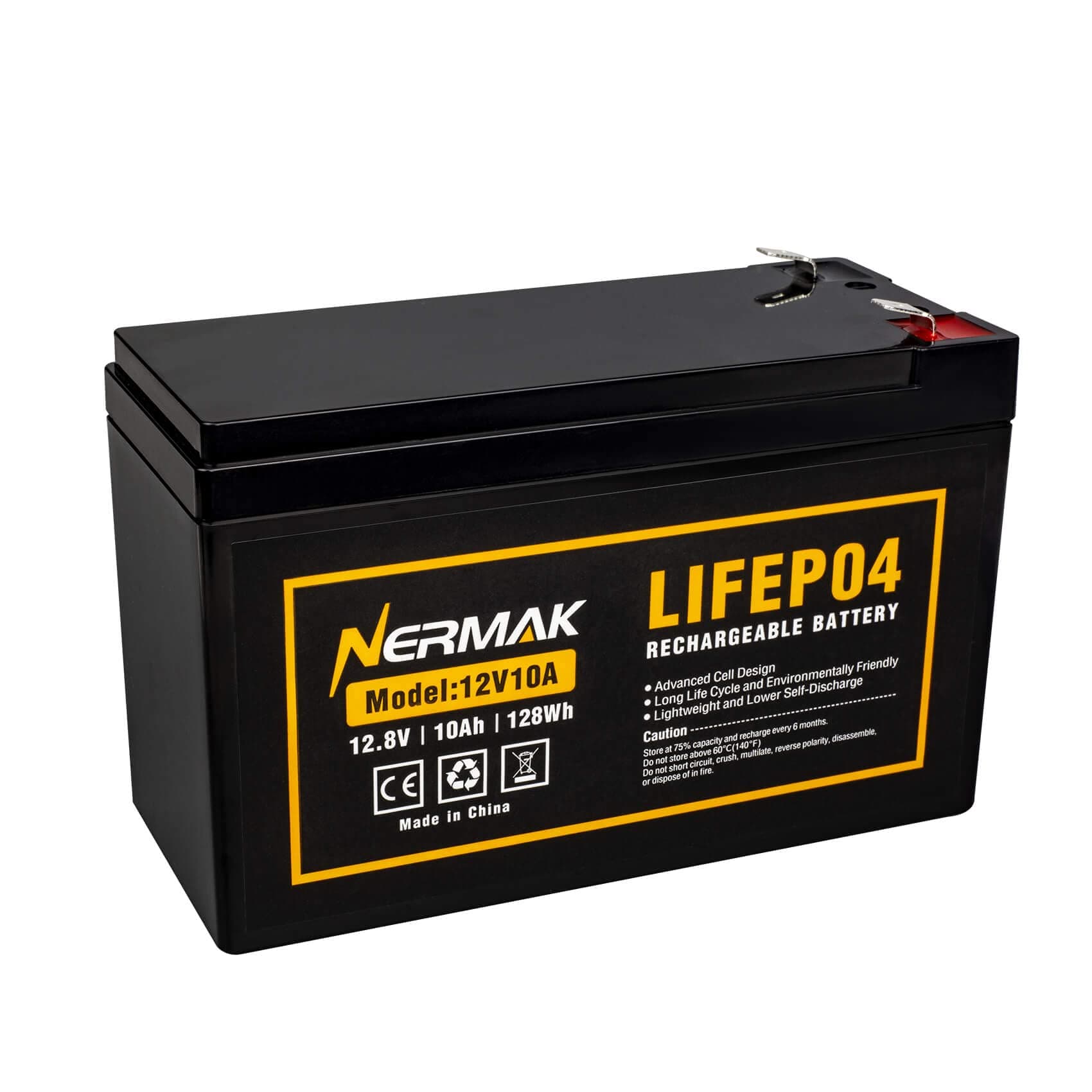 12V 10Ah Lithium LiFePO4 Deep Cycle Battery, 2000+ Cycles Rechargeable Battery for Solar/Wind Power, Lighting, Power Wheels, Ride-on Toy, Fish Finder and More, Built-in 10A BMS