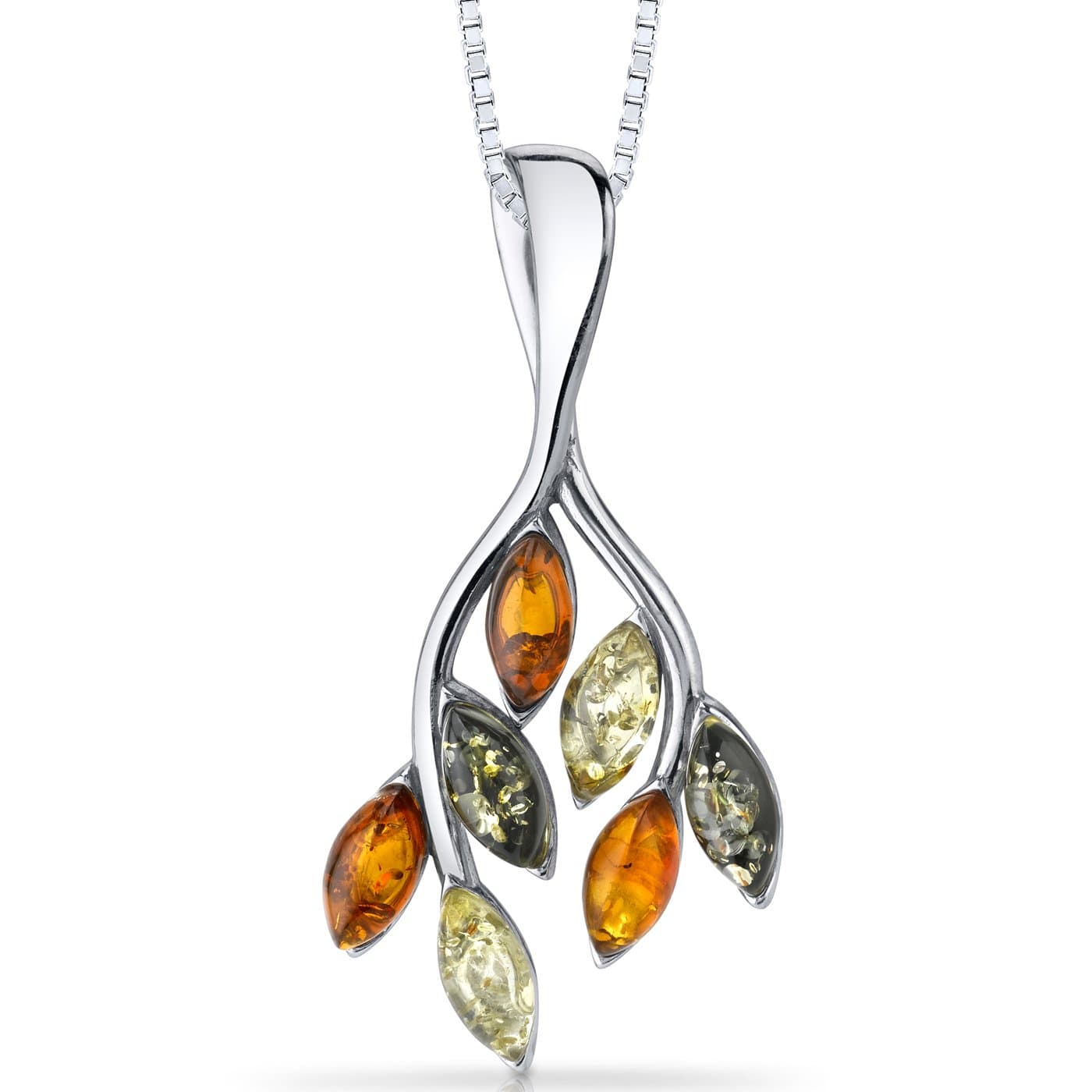 Genuine Baltic Amber Leaf Dangle Earrings for Women 925 Sterling Silver, Rich Multiple Colors, Friction Backs, Real Baltic Amber Earrings for Adults, 100% Natural from Baltic Region