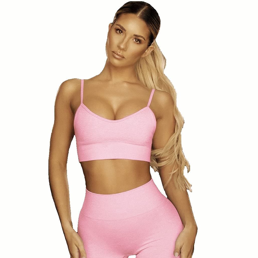 Sports Bra Seamless Top Yoga Running Gym Crop Top Spaghetti Strap Push Up Bra Sportswear Fitness Full Cup Dolly Candy Colors for Women