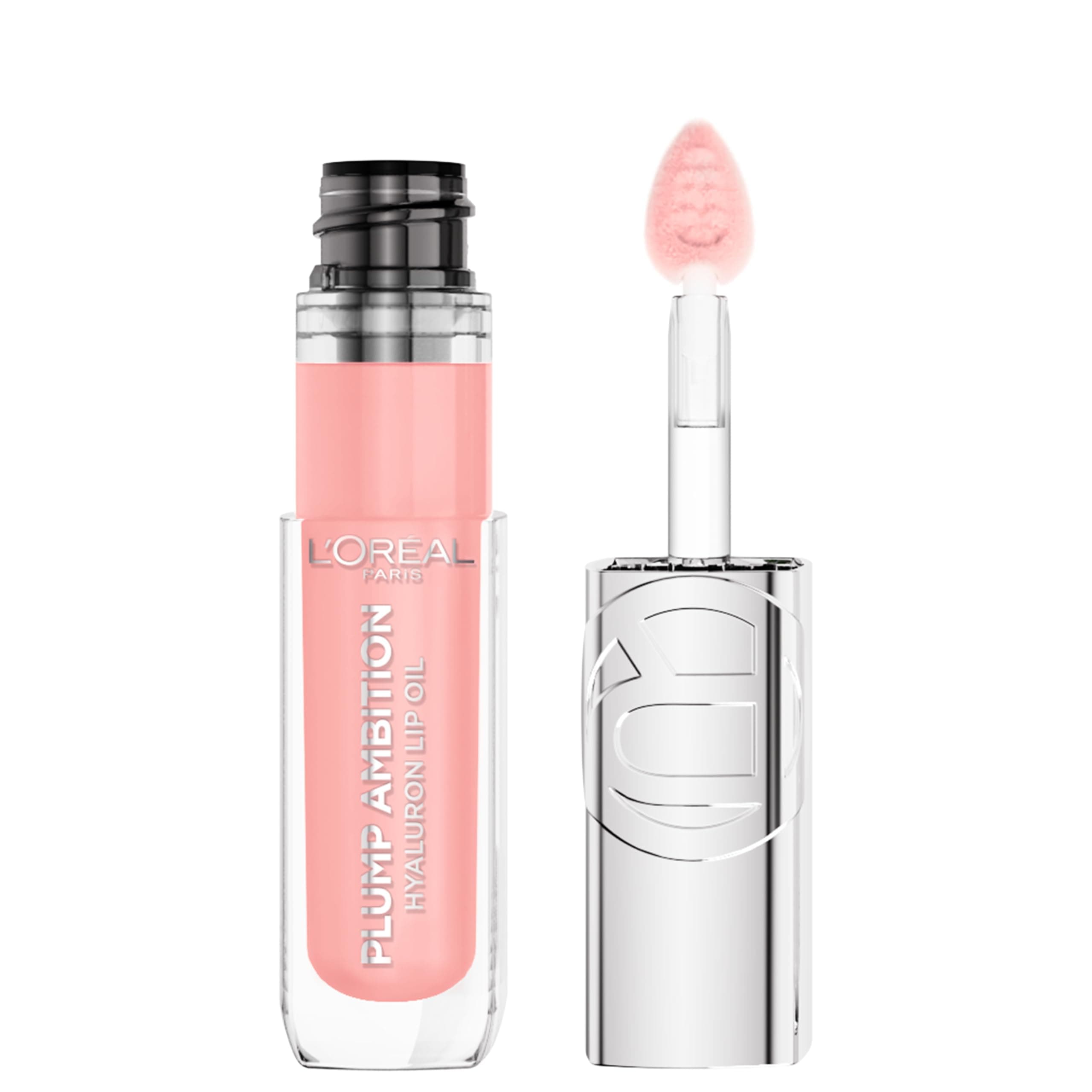 Plump Ambition Hyaluron Lip Oil, 24 HR Lip Gloss with Hyaluronic Acid, Volumizing Formula with Glass-Like Shine, Milky Nu 201, 0.16 Fl Oz