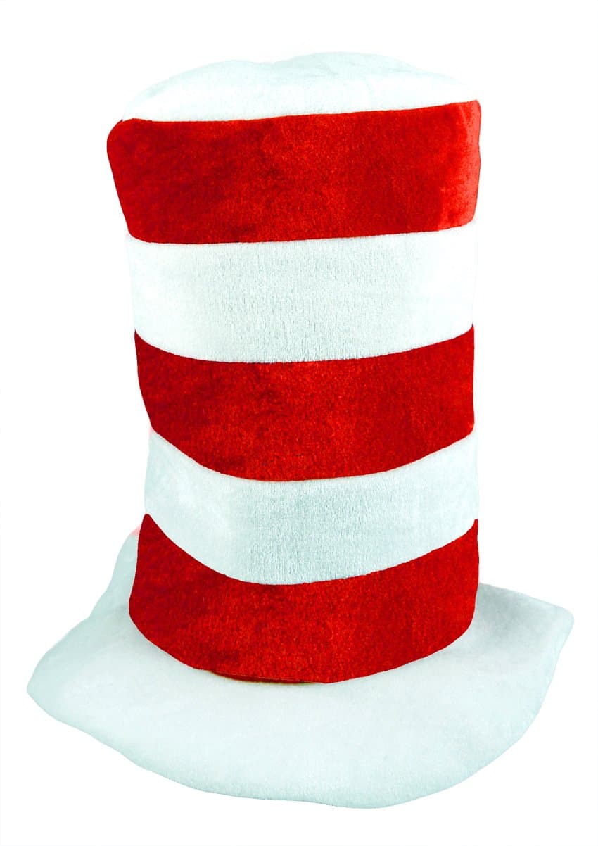 Childrens Childs Red White Tall Hat Book Day Fancy Dress Cat Theme