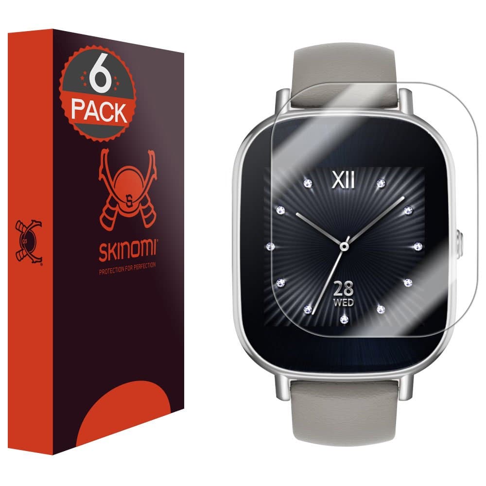 SkinomiScreen Protector Compatible with Asus Zenwatch 2 (45mm)(6-Pack) Clear TechSkin TPU Anti-Bubble HD Film
