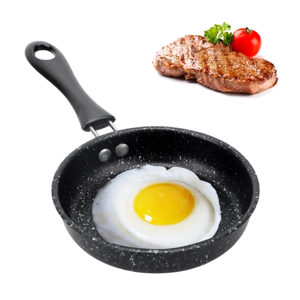 RANJIMAMini Frying Pan 12 cm Small Pan Induction Non-Stick Egg Pan Mini Pan Portable Mini Egg Frying Pan Non-Stick Coating Fried Egg Pan for Eggs, Bacon, Ham Slices, Steaks
