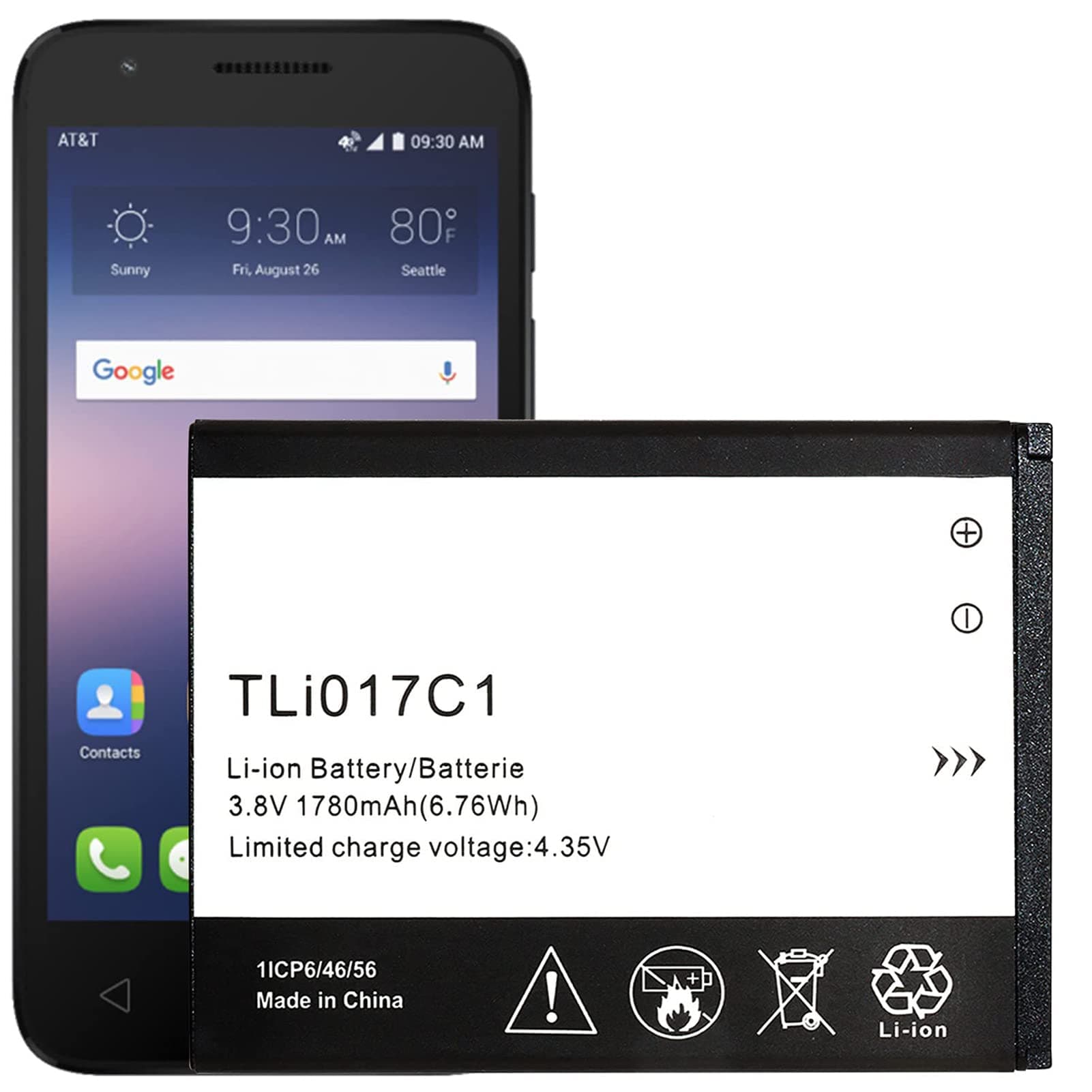 DDONG TLi017C1 Replacement Battery for Alcatel GreatCall Jitterbug Flip Phone, Ideal 4060A (AT&T), Streak 4060O (Cricket)