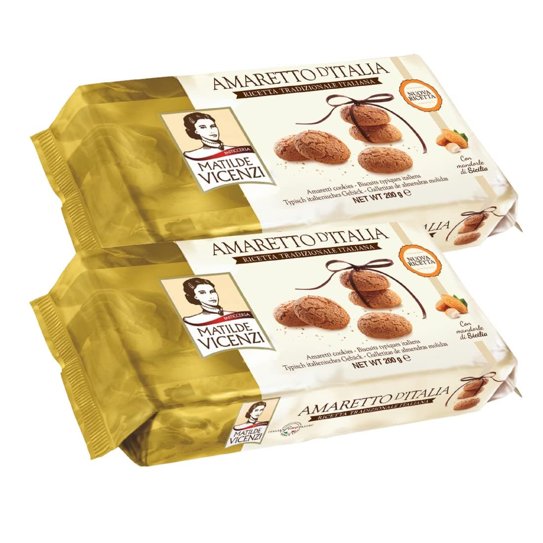 Matilde Vicenzi Ameretto Di Matilde Italian Cookies Amaretti Biscuits 200g (Pack of 2)