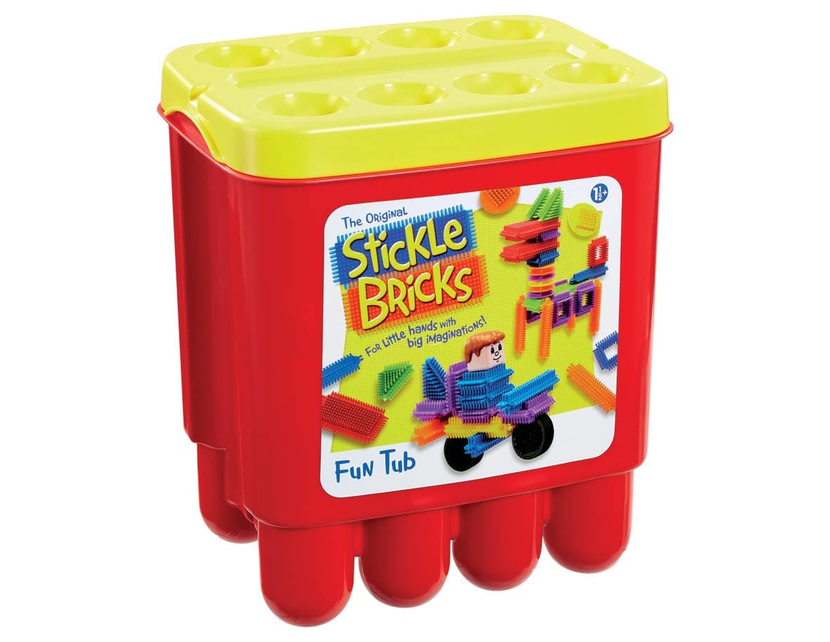 Stickle Bricks Fun Tub – Creative Construction Toy for Toddlers, Boosts Fine Motor Skills & Imagination, Easy Interlocking Bricks with Handy Storage Tub, 18 Months+